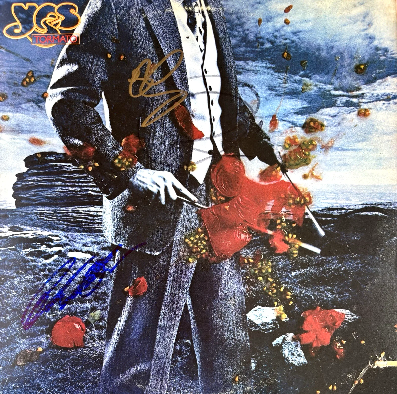 YES Band Signed TORMATO Vinyl RECORD x3 JSA COA Jon Anderson RICK WAKEMAN White, image 2