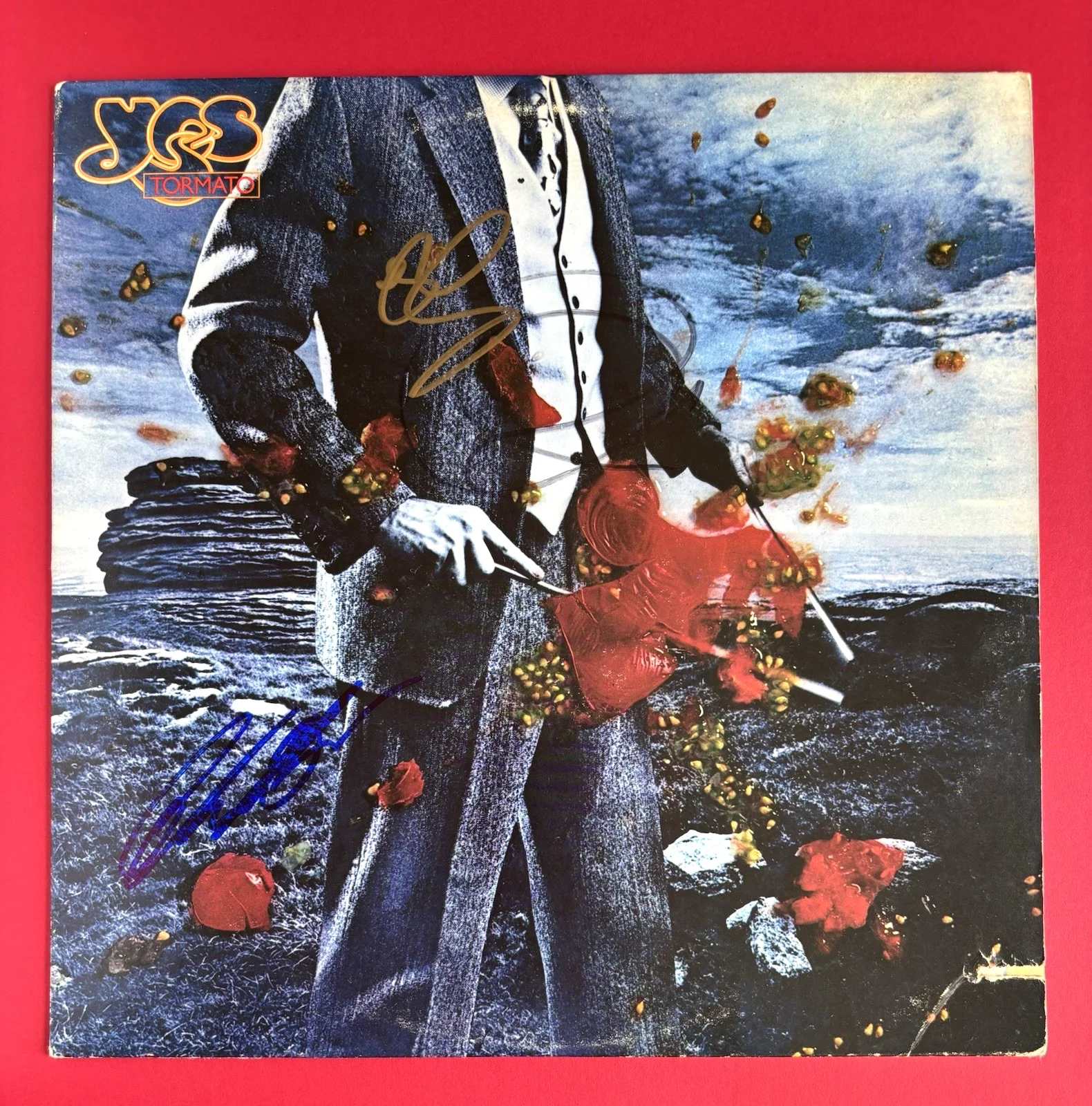 YES Band Signed TORMATO Vinyl RECORD x3 JSA COA Jon Anderson RICK WAKEMAN White, image 3