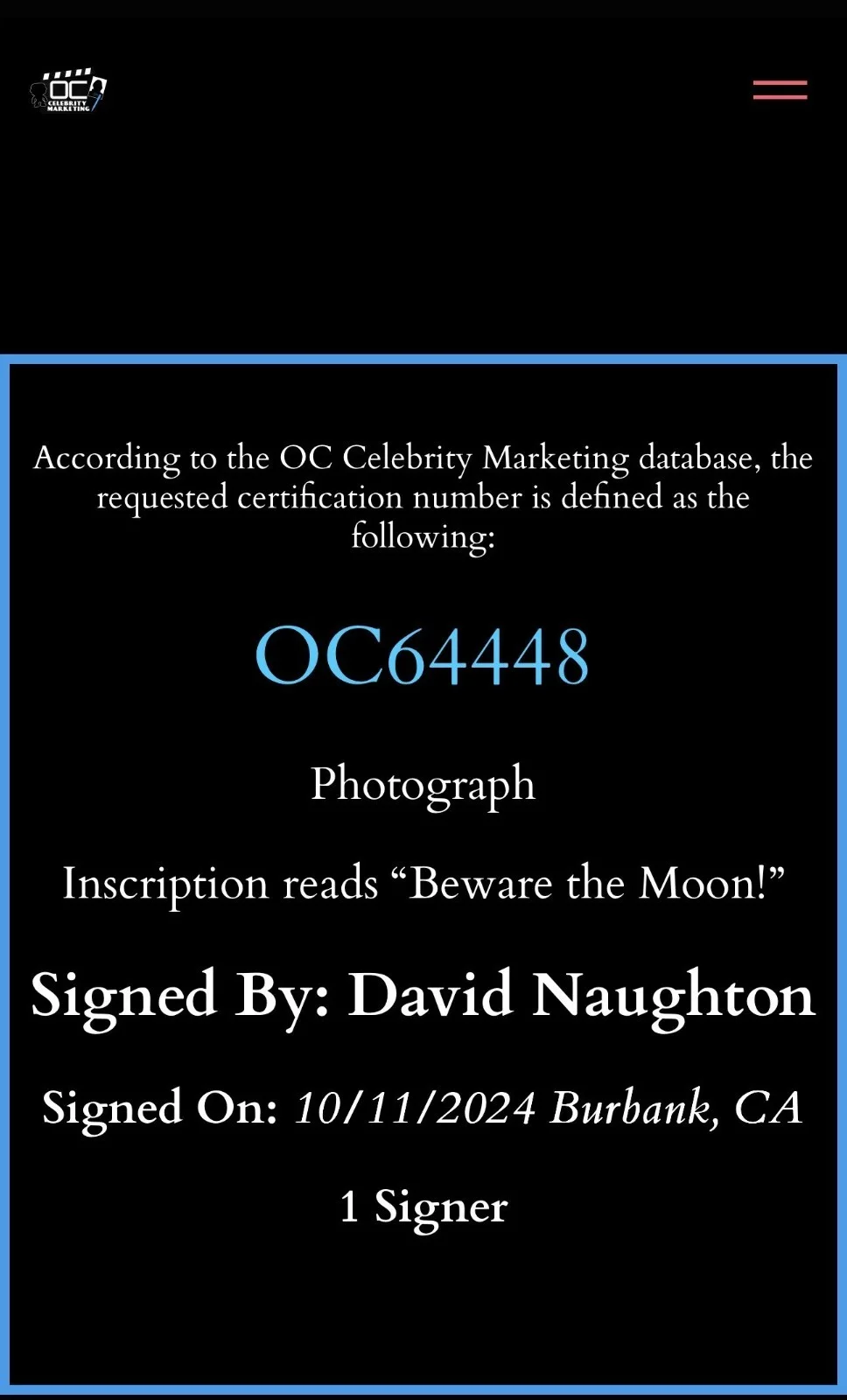 David Naughton — David Naughton Signed & Inscribed An American Werewolf in London 11x17 OCCM COA, изображение 4