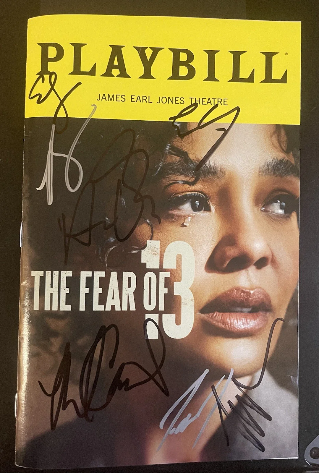 Tessa Thompson, Adrien Brody — Adrien Brody Tessa Thompson Fear Of 13 Cast Signed Playbill 7 Signatures