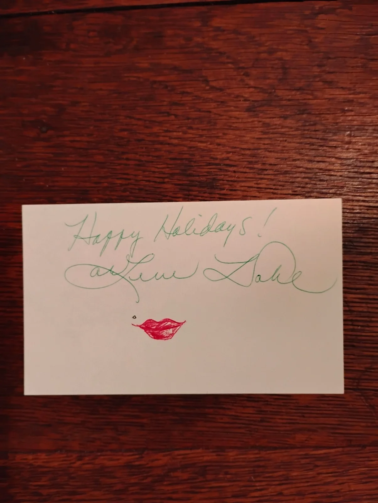 Arlene Dahl — Arlene Dahl Signed Autographed 3x5 Index Card Happy Holidays Beckett