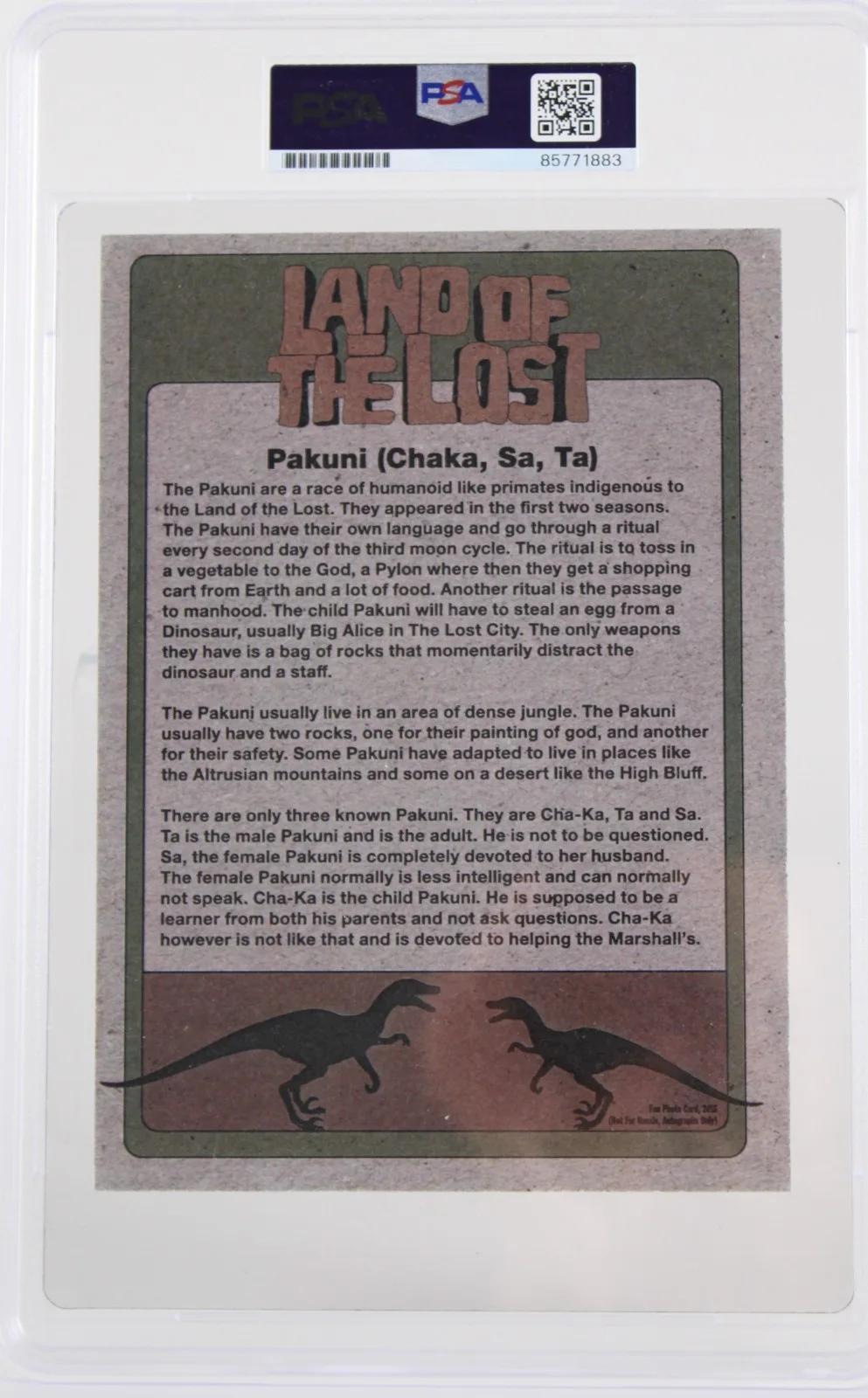 2019 Land of the Lost Pakuni Giamalva/Paley/Baird Signed 5"X7" Card (PSA) LE, image 2