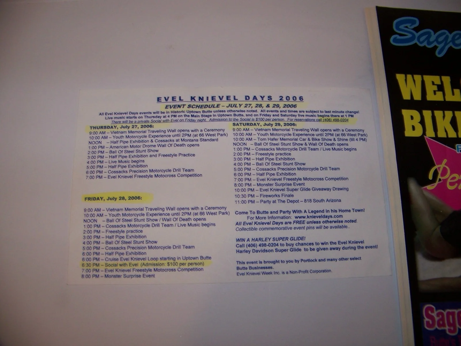 2006 Evel Knievel Days Lot w/ Signed Ticket Motorcycle Daredevil Butte Montana, изображение 4
