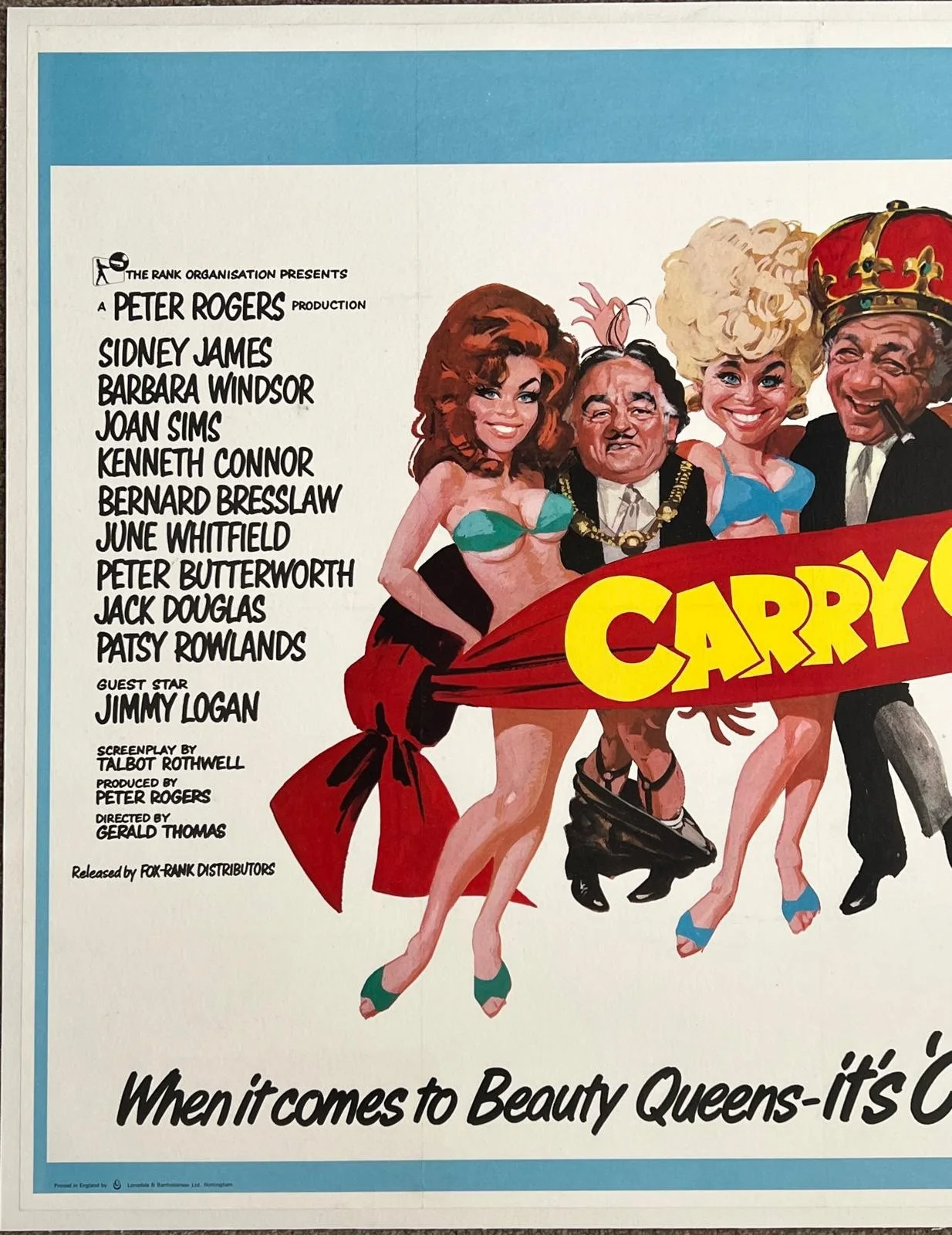 Carry On Girls Original British Quad Poster 30x40 LINEN BACKED 1973, изображение 2