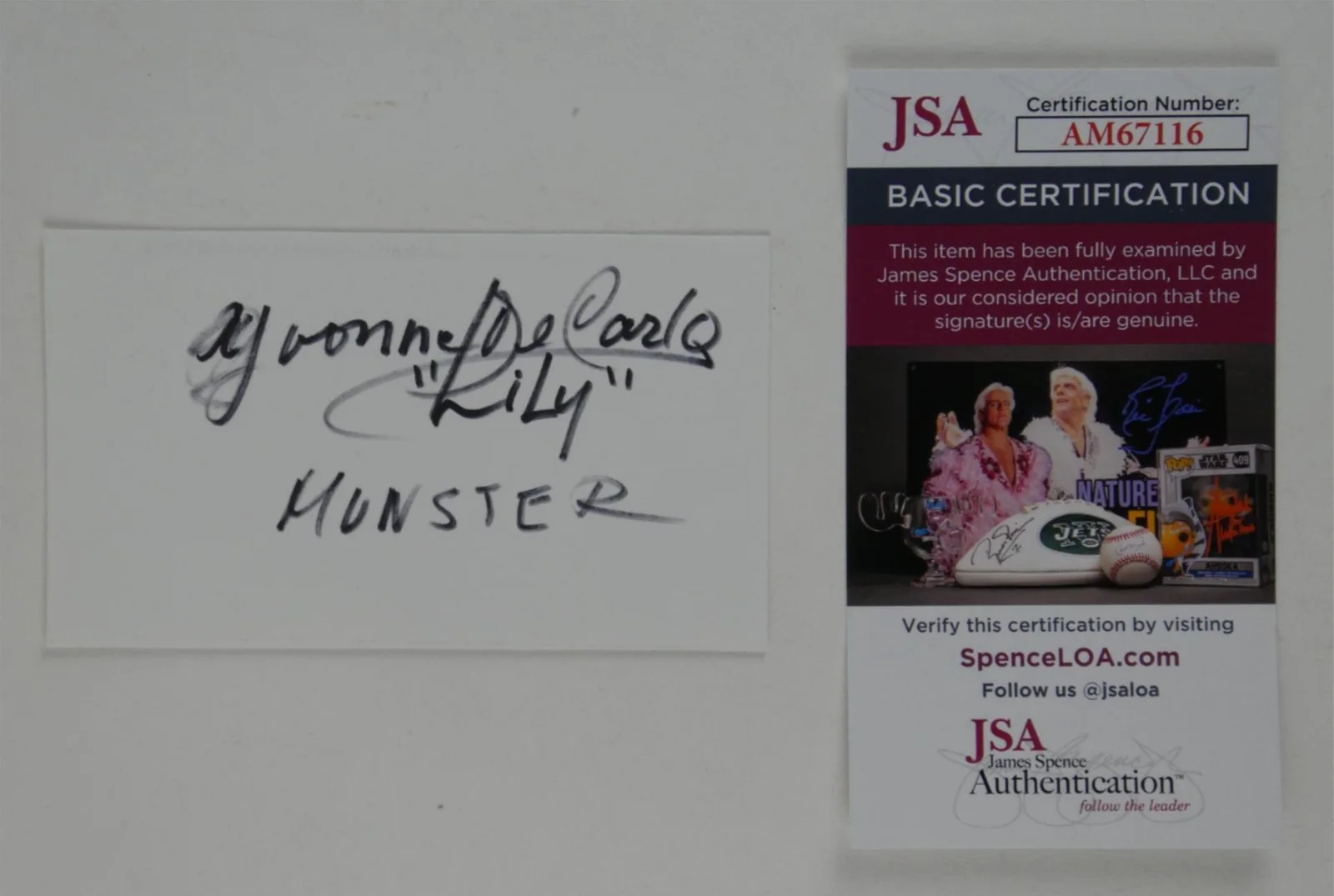 Yvonne De Carlo — Yvonne De Carlo Signed 2.75x4.5 Index Card Autographed The Munsters JSA COA