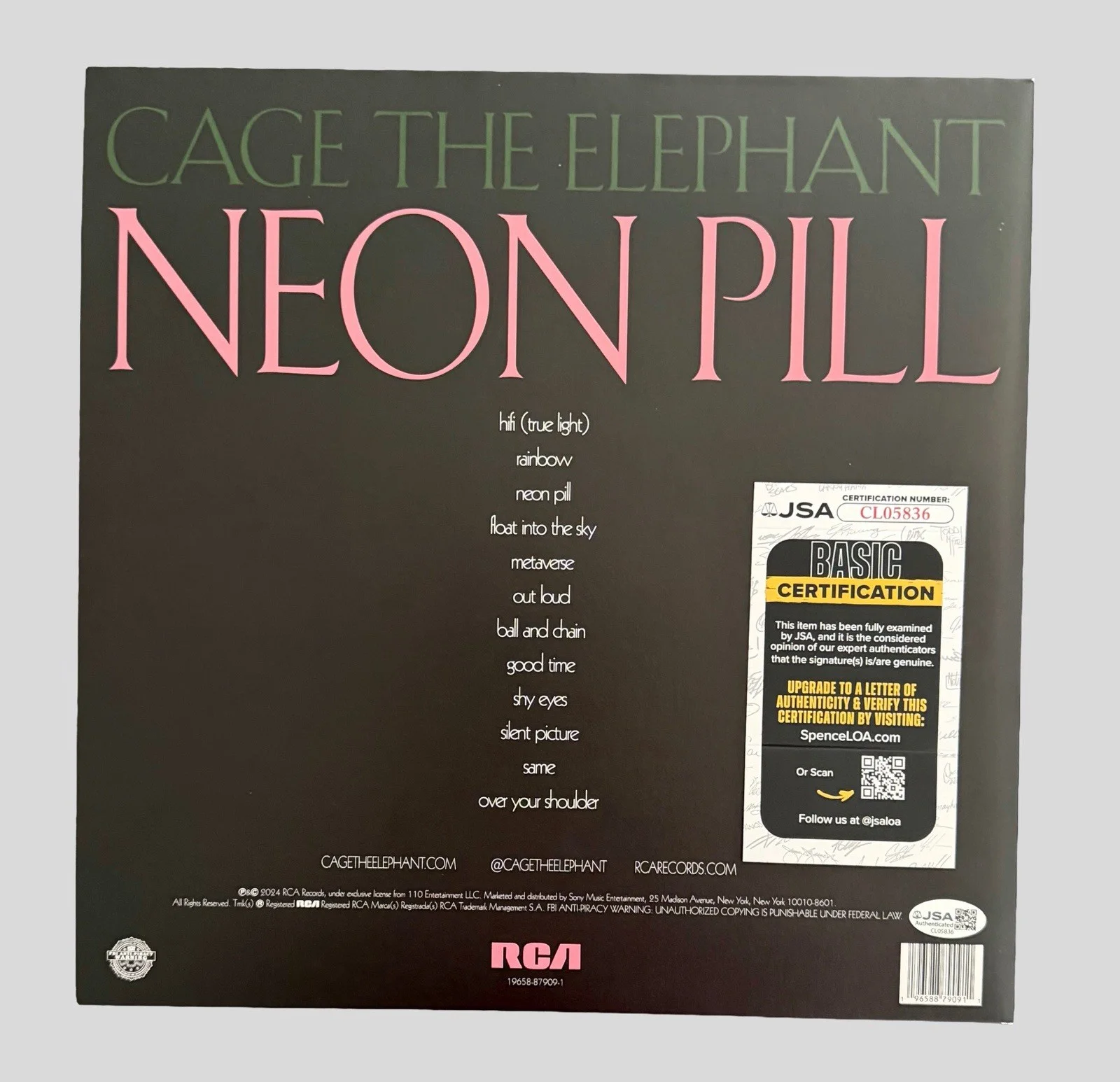 CAGE THE ELEPHANT BAND SIGNED NEON PILL VINYL RECORD MATT SHULTZ + 5 w/JSA COA!, изображение 3
