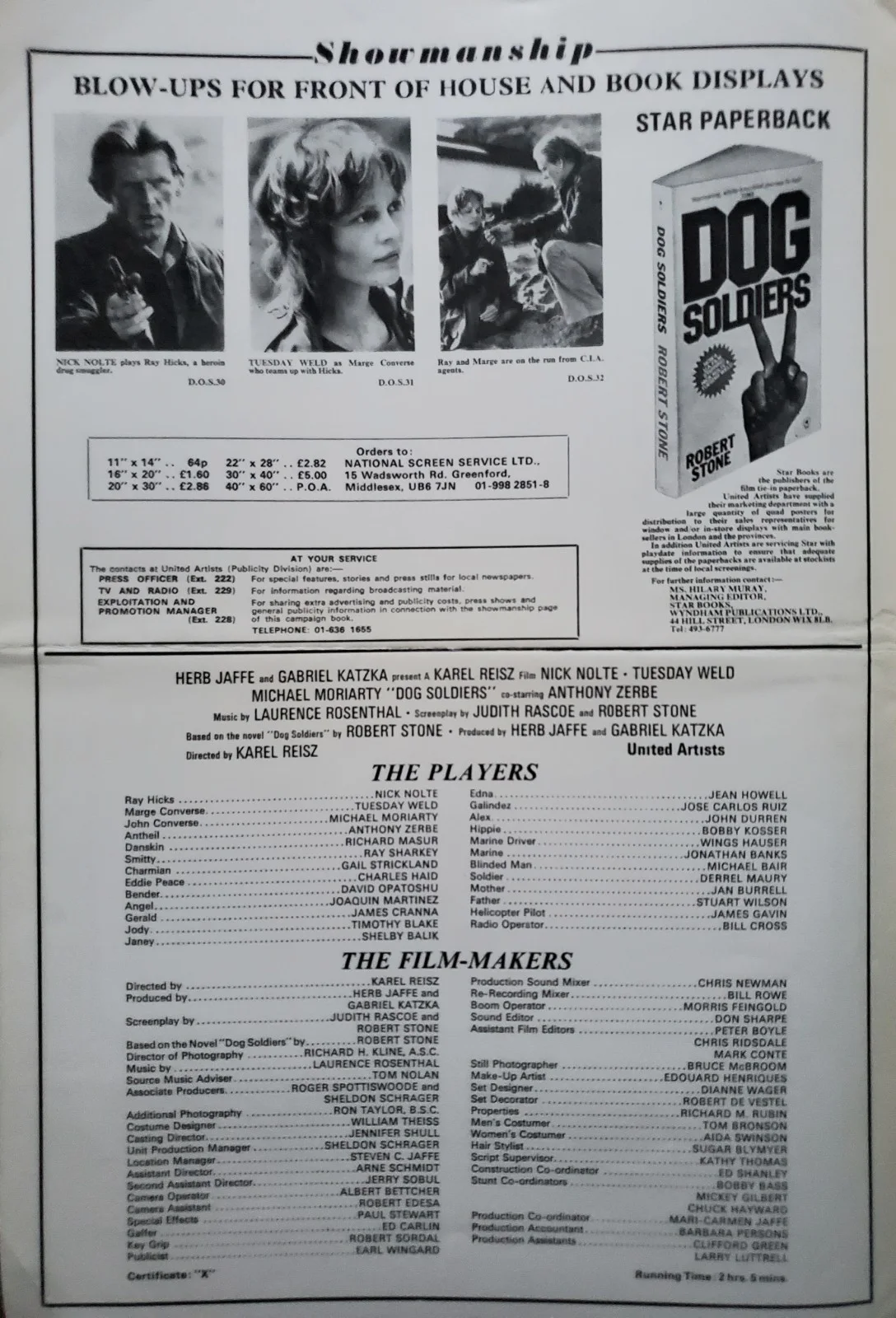 DOG SOLDIERS - VINTAGE ORIGINAL 1978 UK PRESSBOOK NICK NOLTE, TUESDAY WELD *CUT*, изображение 3