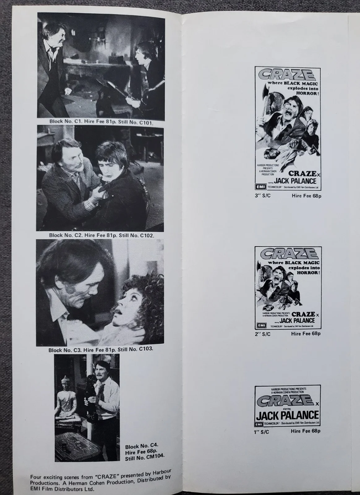 CRAZE / CAT AND MOUSE - VINTAGE 1974 PRESSBOOK - SUZY KENDALL, PALANCE, DI DORS, изображение 2