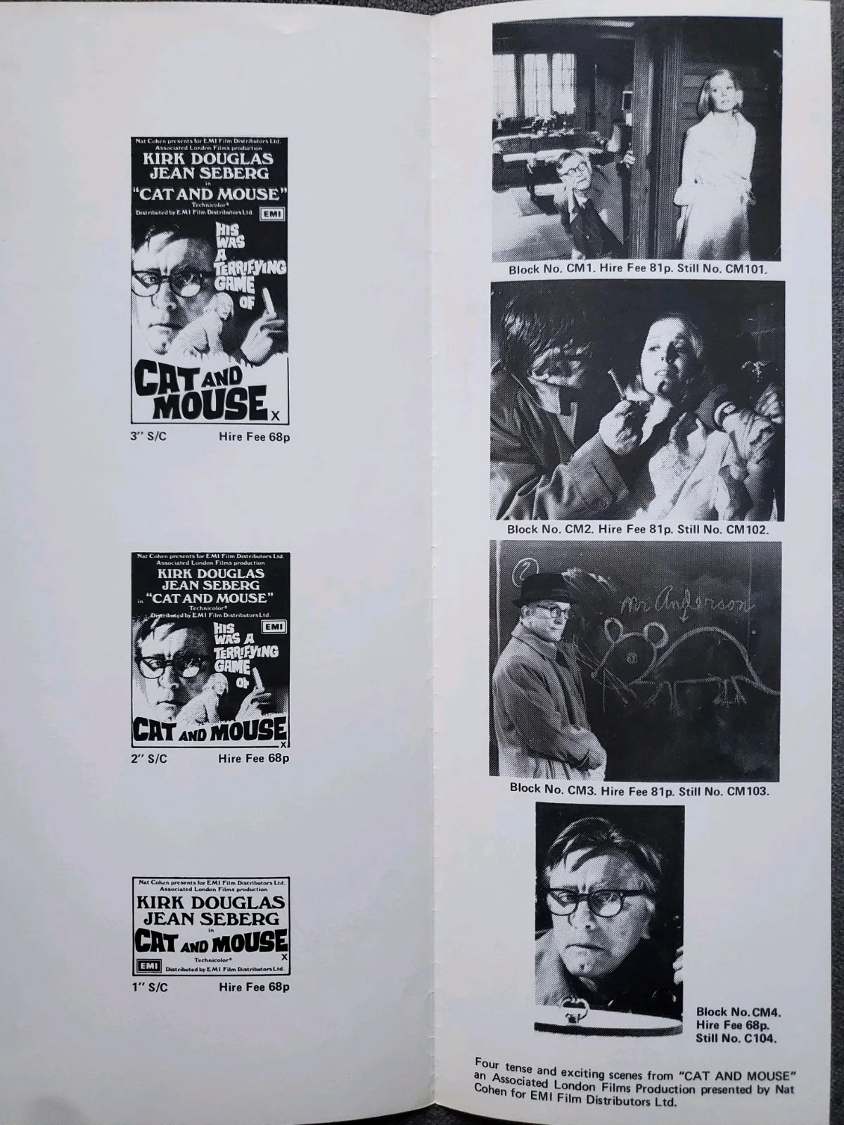CRAZE / CAT AND MOUSE - VINTAGE 1974 PRESSBOOK - SUZY KENDALL, PALANCE, DI DORS, изображение 3