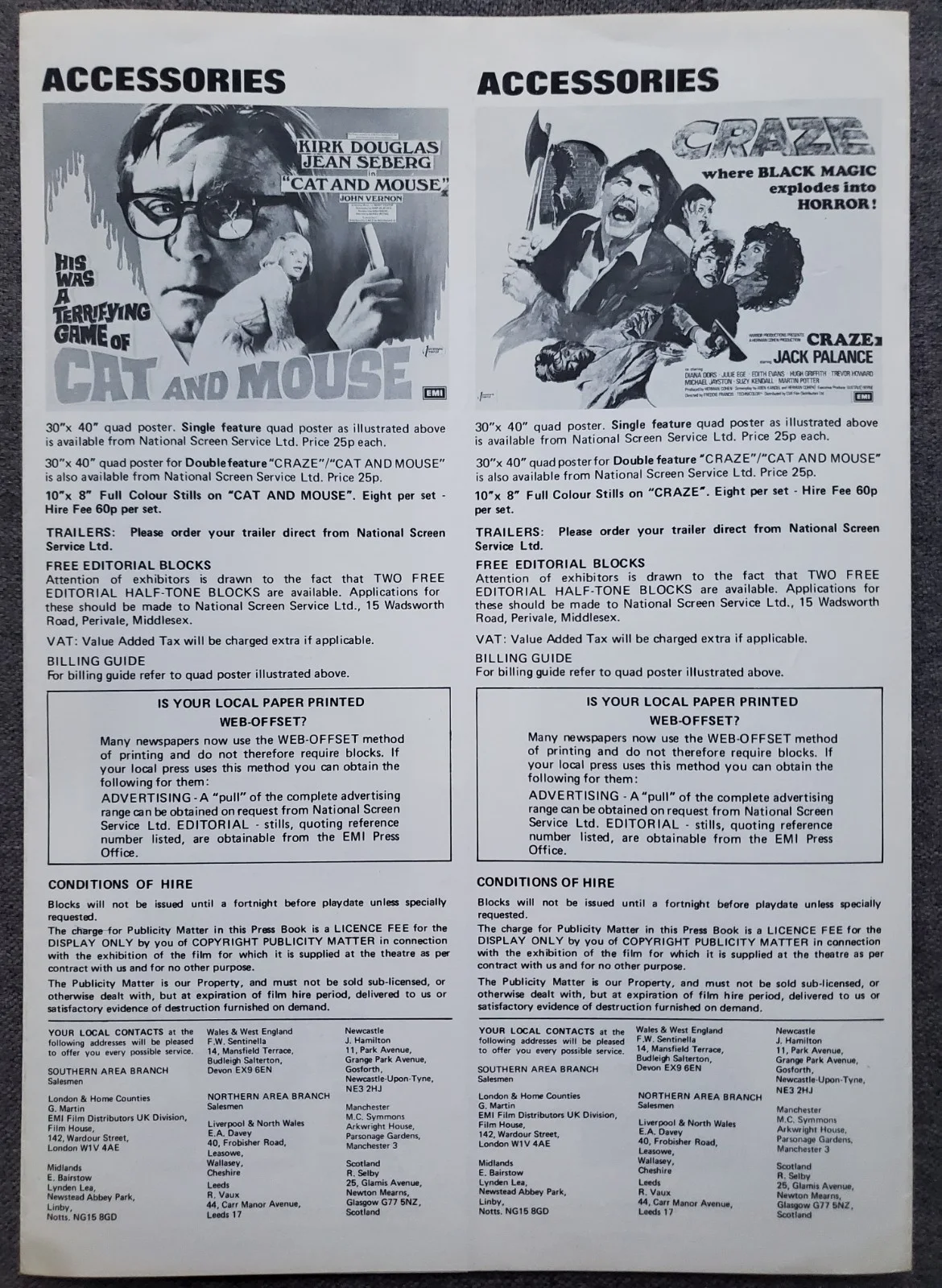 CRAZE / CAT AND MOUSE - VINTAGE 1974 PRESSBOOK - SUZY KENDALL, PALANCE, DI DORS, изображение 4