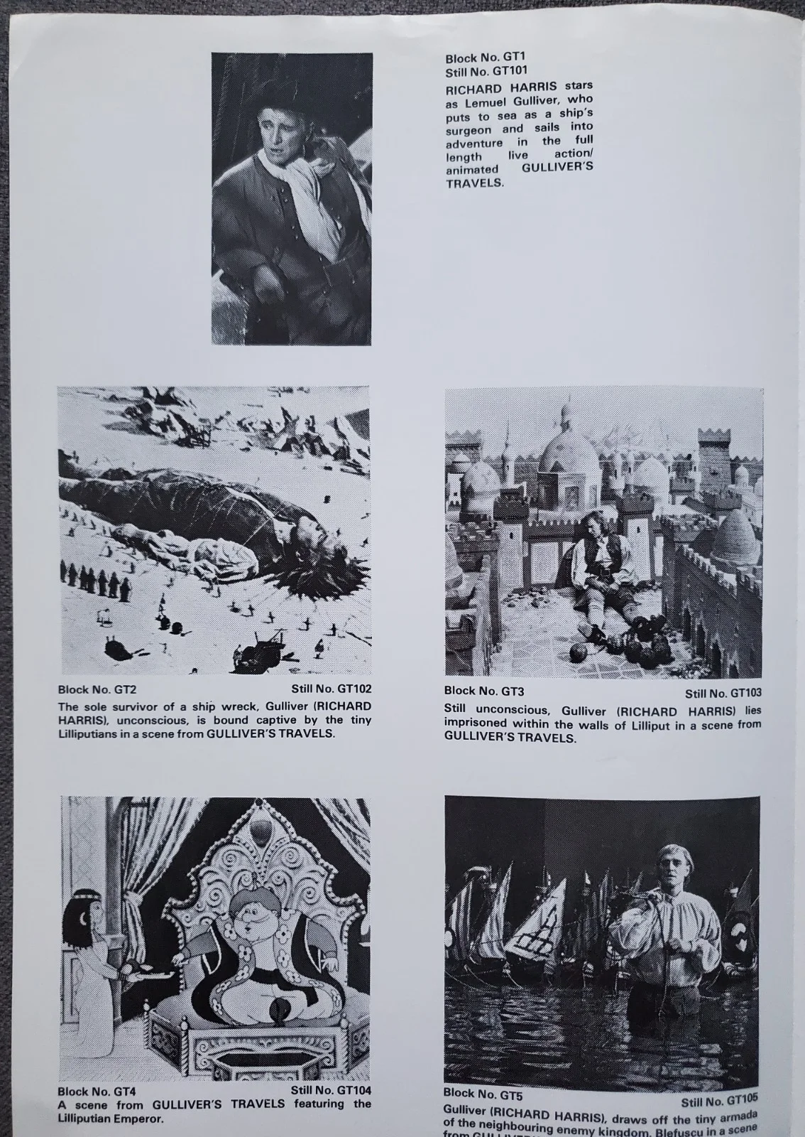 GULLIVER'S TRAVELS - VINTAGE 1977 PRESSBOOK & SYNOPSIS SHEET - RICHARD HARRIS, изображение 2
