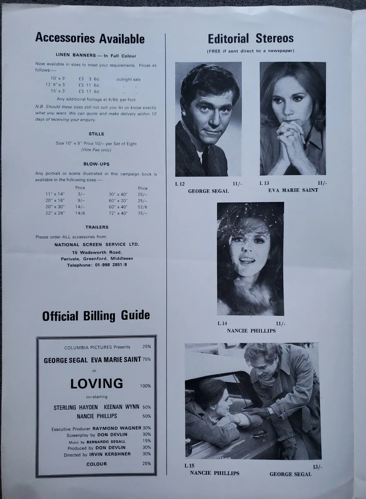 LOVING / FRAGMENT OF FEAR - VINTAGE 1970 PRESSBOOK - EVA MARIE SAINT, HUNNICUTT, изображение 3