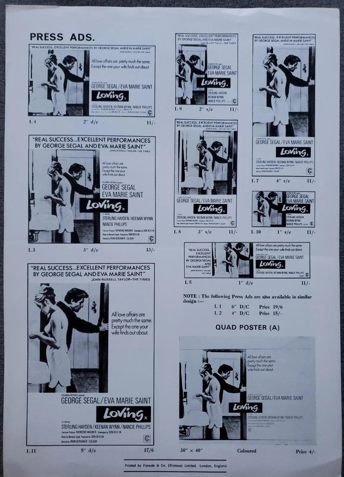 LOVING / FRAGMENT OF FEAR - VINTAGE 1970 PRESSBOOK - EVA MARIE SAINT, HUNNICUTT, изображение 4