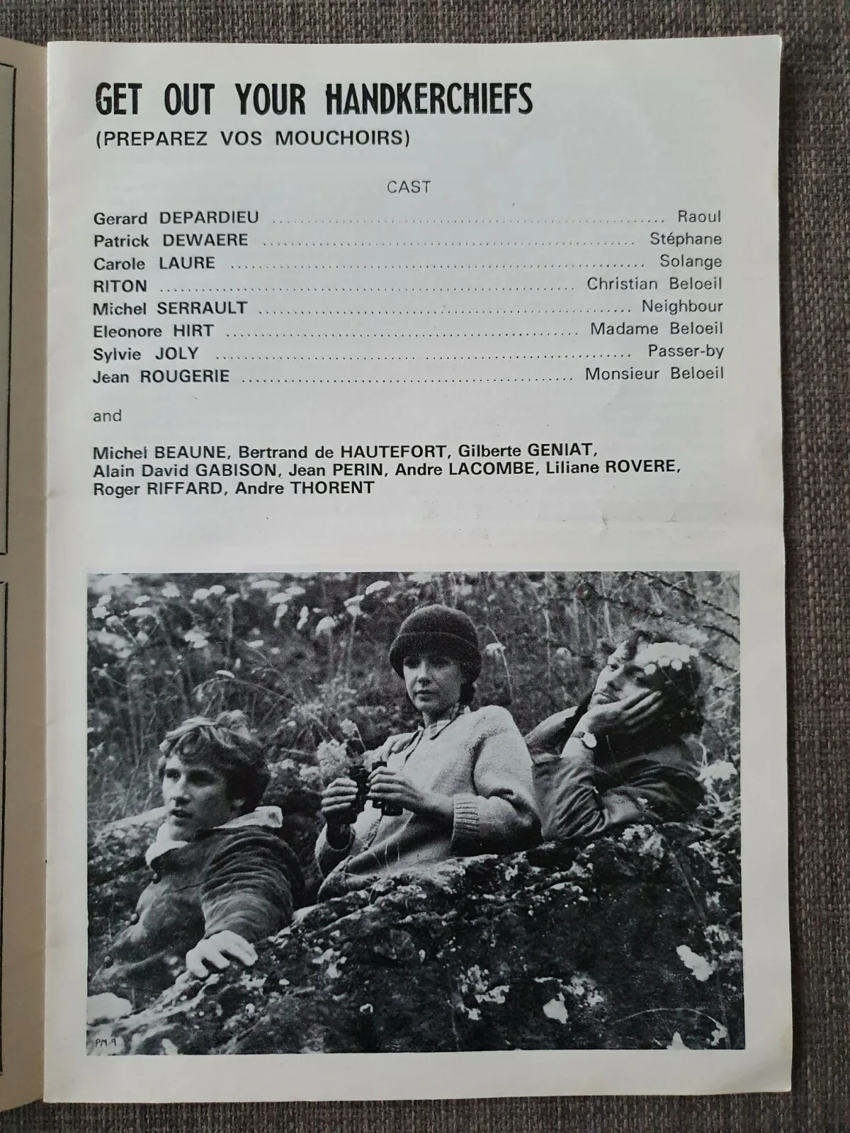 GET OUT YOUR HANDKERCHIEFS VINTAGE ORIGINAL 1978 BOOKLET - DEPARDIEU, MOUCHOIRS, image 2