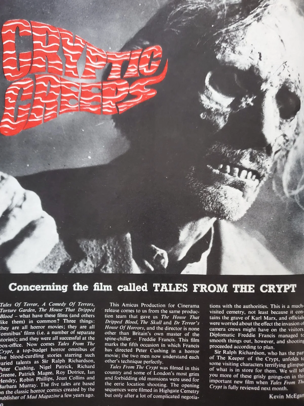 FILM REVIEW - TALES FROM THE CRYPT / DIANA DORS NOV 1972 / DAMAGED - PLEASE READ, изображение 2