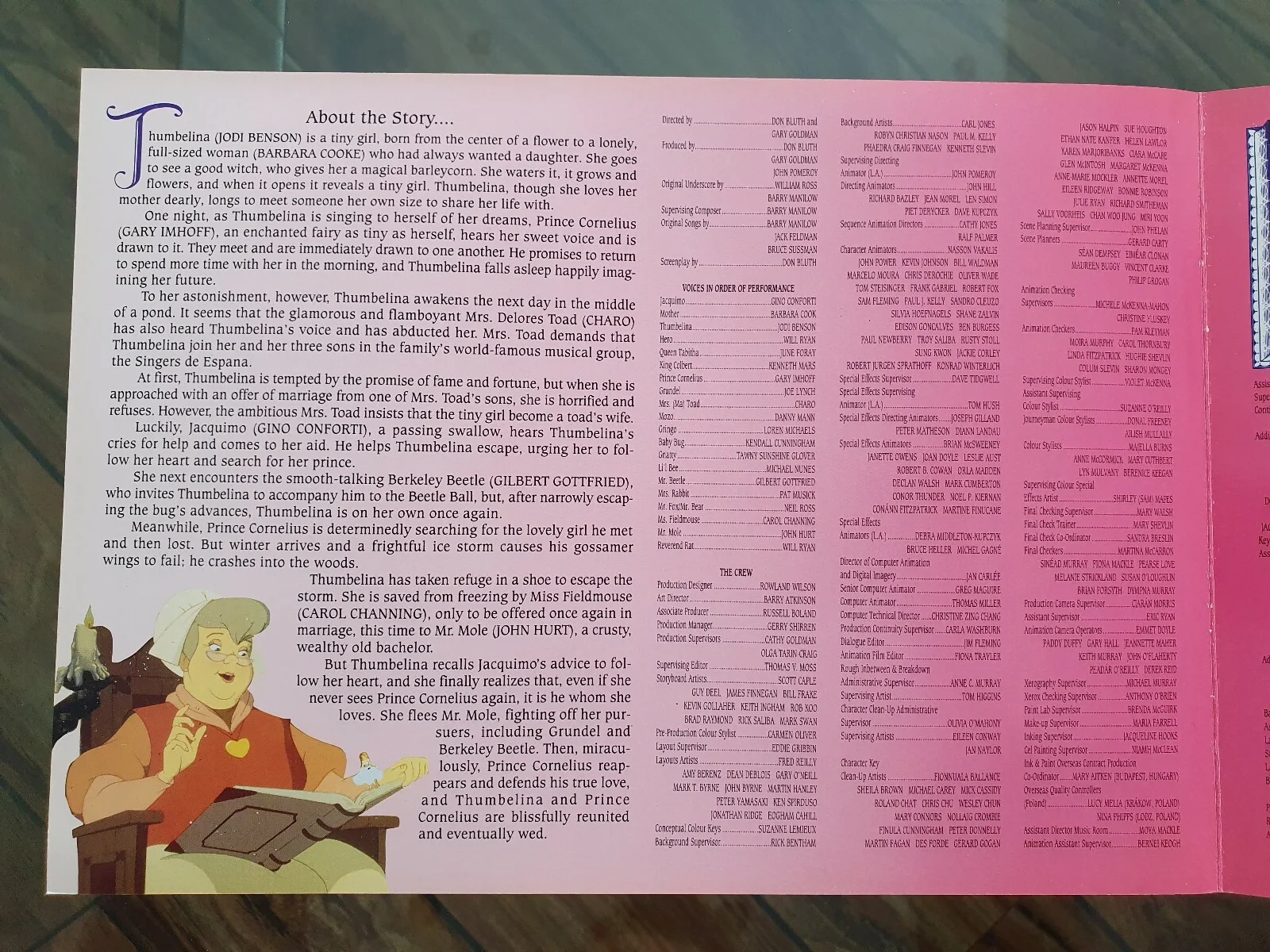 THUMBELINA - 2 HIGH QUALITY GLOSSY CARD ORIGINAL SYNOPSIS BOOKLETS - ANIMATION, изображение 2