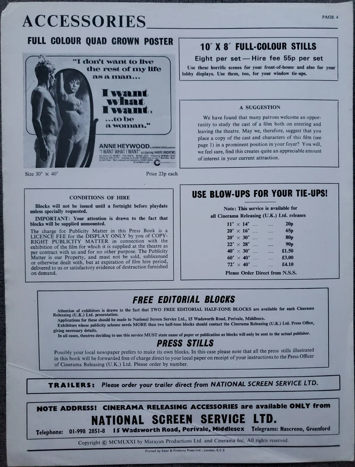 I WANT WHAT I WANT - VINTAGE 1972 PRESSBOOK - ANNE HEYWOOD TRANS / SEX CHANGE, изображение 4