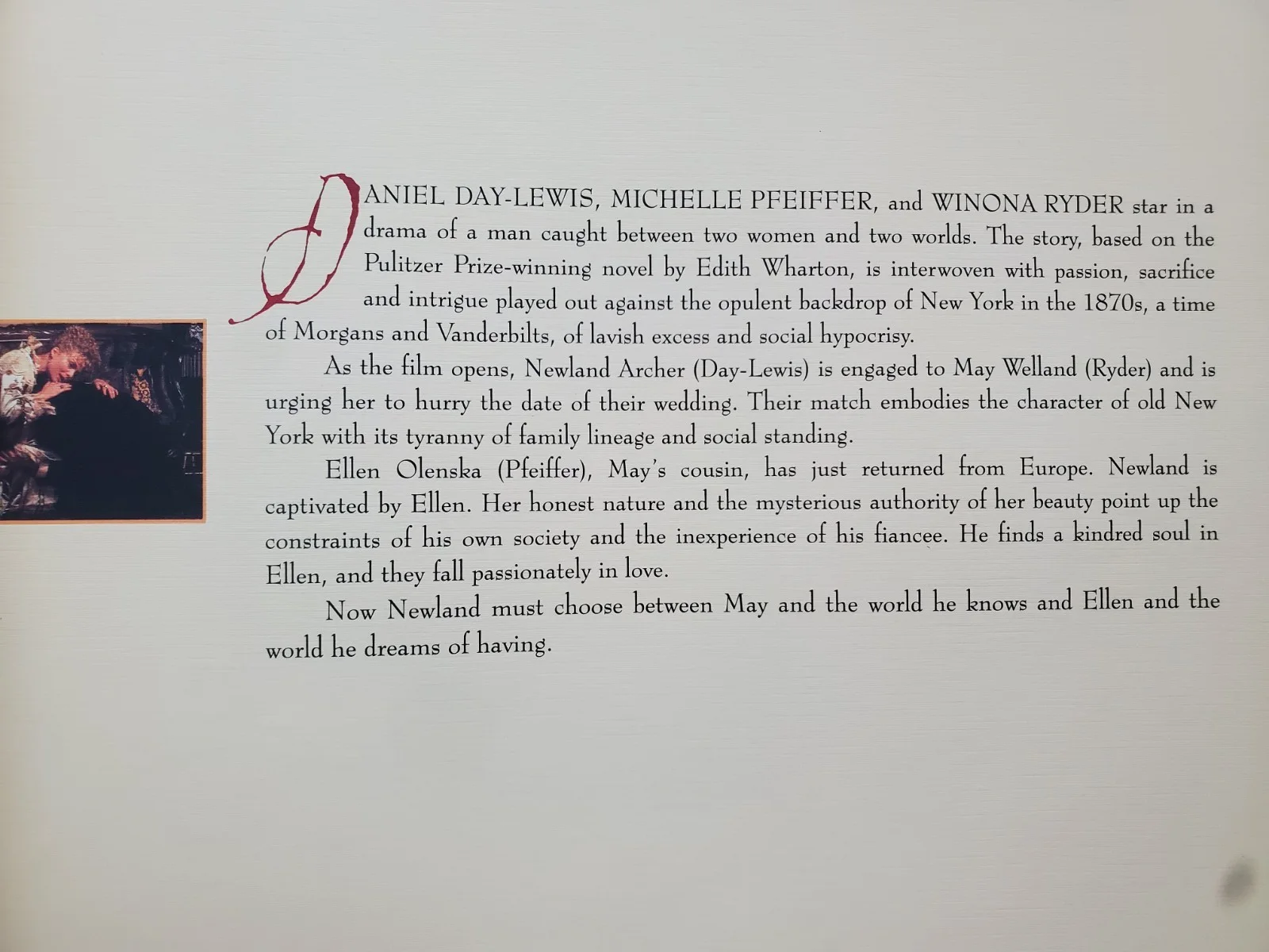 THE AGE OF INNOCENCE - ORIGINAL HIGH QUALITY SYNOPSIS BROCHURE MICHELLE PFEIFFER, image 3