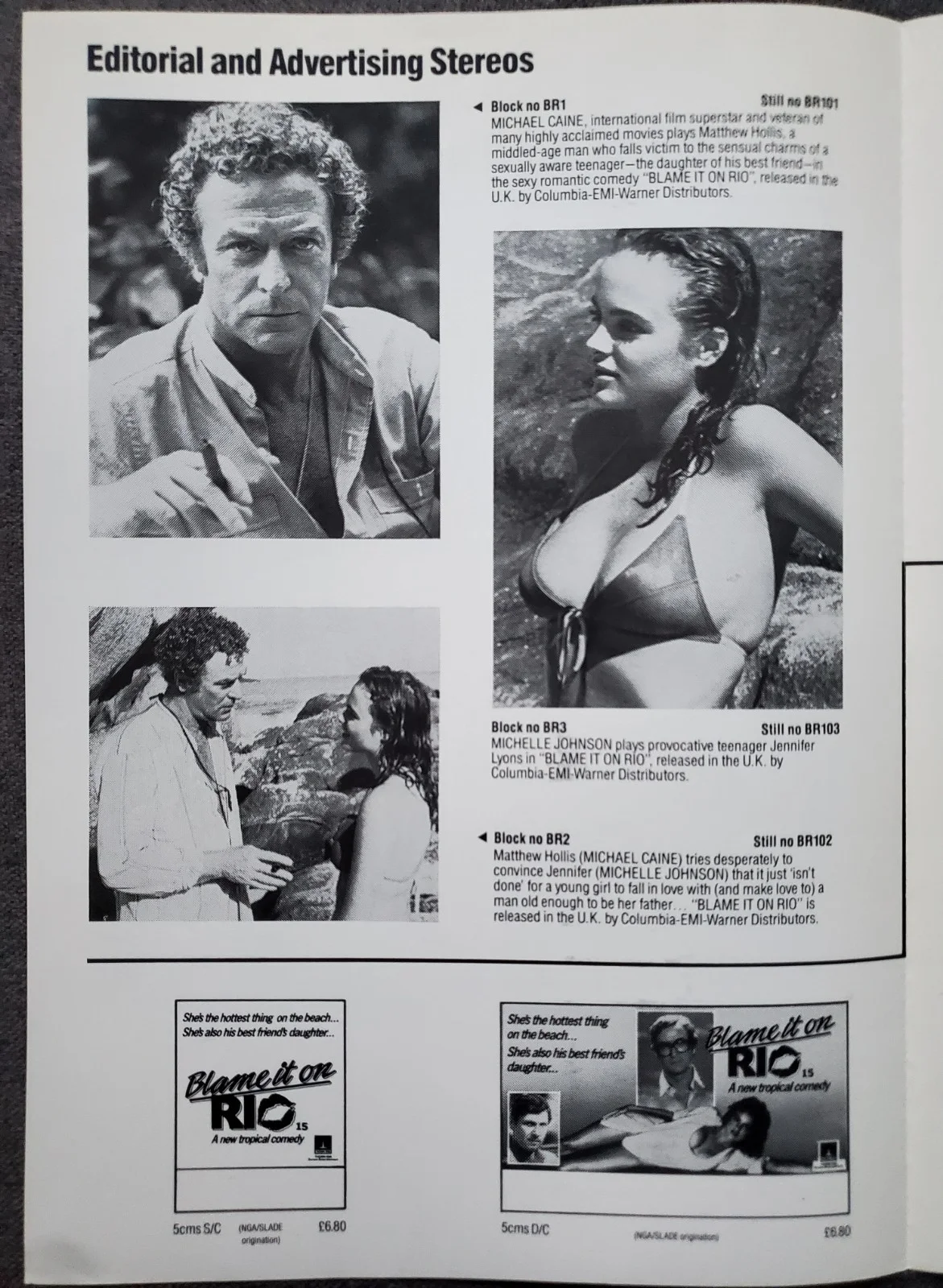 BLAME IT ON RIO - VINTAGE 1984 PRESSBOOK - MICHAEL CAINE, MICHELLE JOHNSON, изображение 2