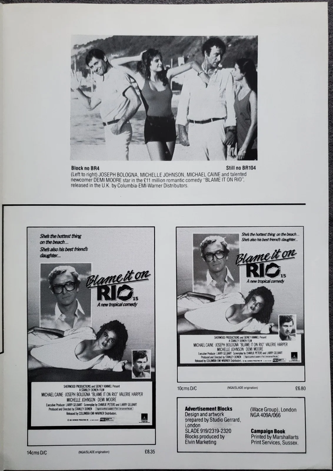 BLAME IT ON RIO - VINTAGE 1984 PRESSBOOK - MICHAEL CAINE, MICHELLE JOHNSON, изображение 3