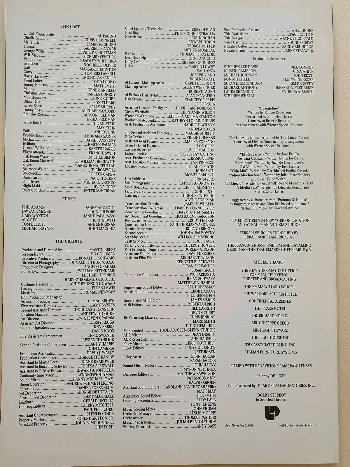 SCENT OF A WOMAN - VINTAGE ORIGINAL SYNOPSIS BOOKLET & PRESS AD SHEET AL PACINO, image 3