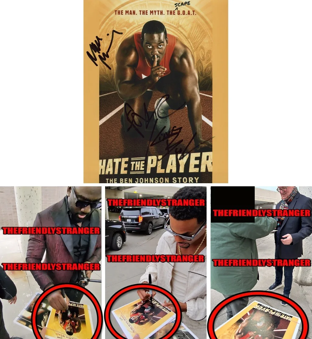 Shamier Anderson, King Bach, Mark McKinney — Shamier Anderson, King Bach +1 signed "BEN JOHNSON STORY" 8x10 Photo PROOF COA