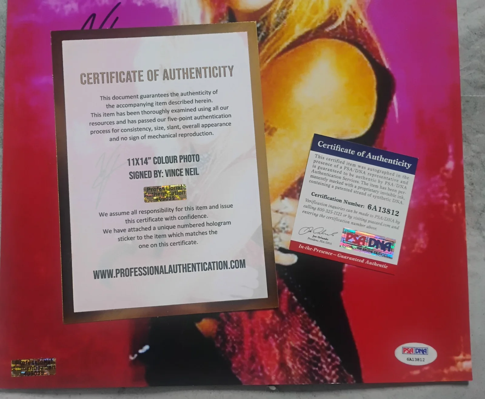 Vince Neil Hand Signed Autograph 11x14 Photo PSA COA Motley Crue NO US TARIFFS, image 4