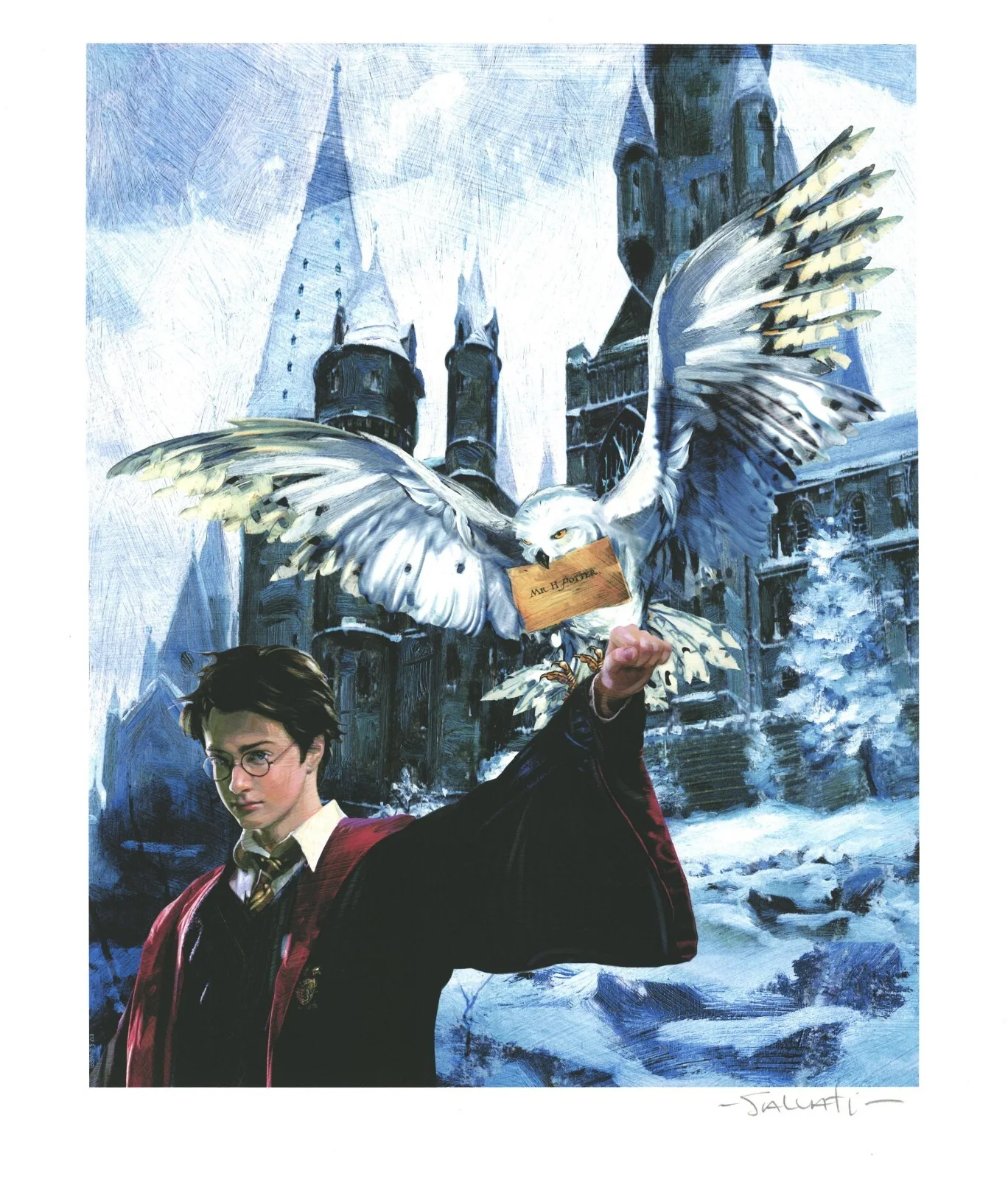 Jim Salvati — Harry Potter Harry & Hedwig Jim Salvati SIGNED Giclee on Canvas Ltd Ed of 100