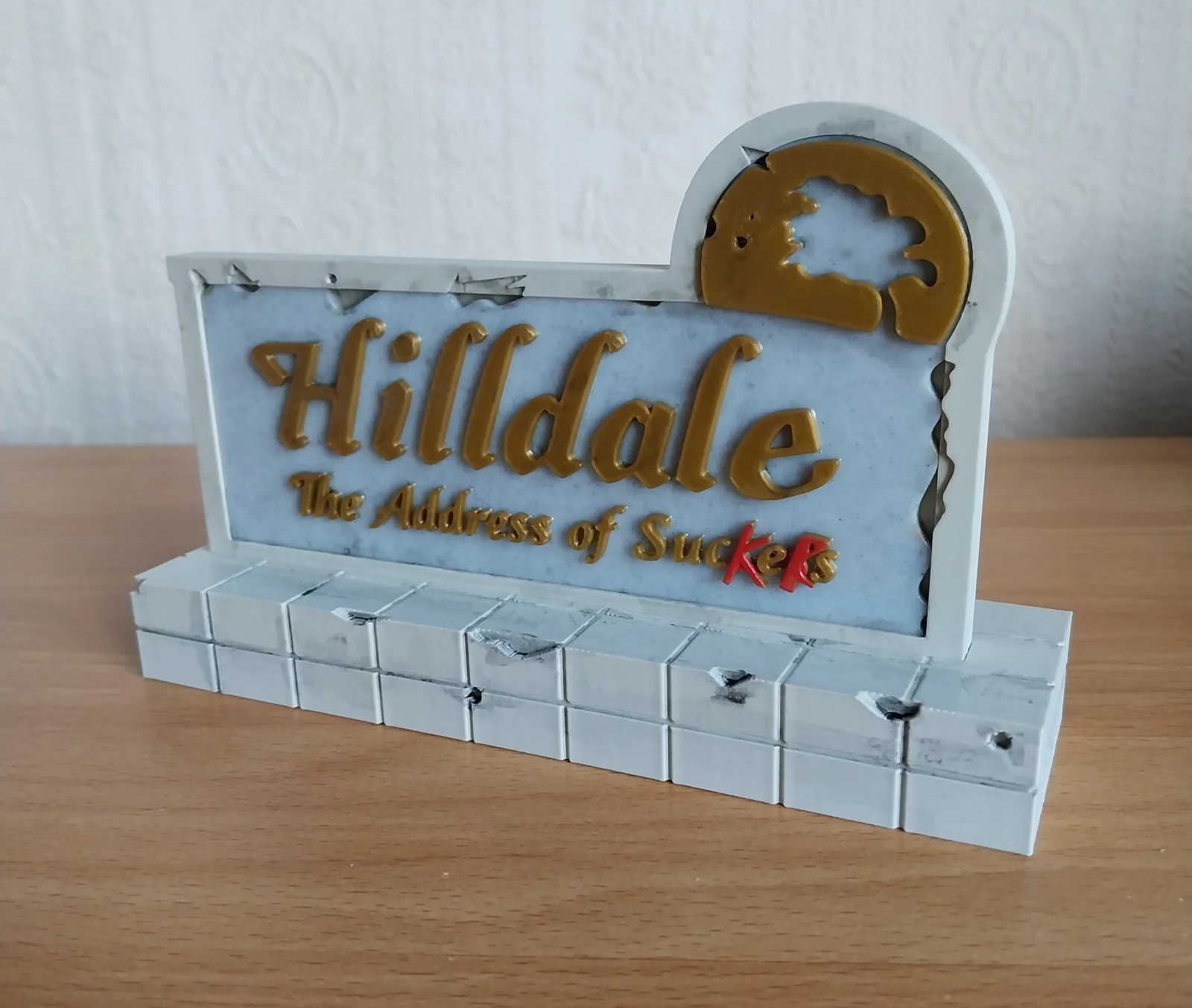 Back to the Future Hilldale Street Sign - 3D Printed Raw Detailed Destressed alt, изображение 2