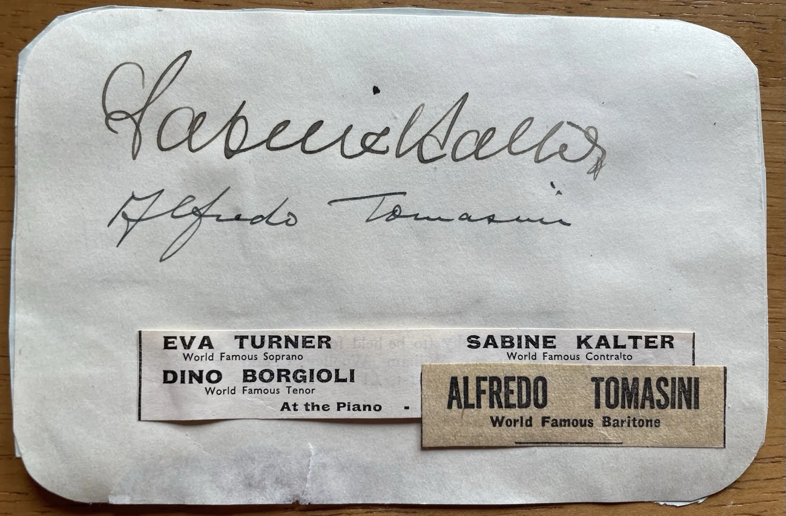 Opera Singers Sabine Kalter and Alfredo Tomasini Autographs, image 2