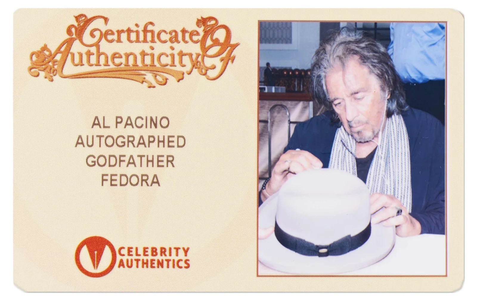 Al Pacino Signed "Godfather" Fedora With COA from Celebrity Authentics, image 3
