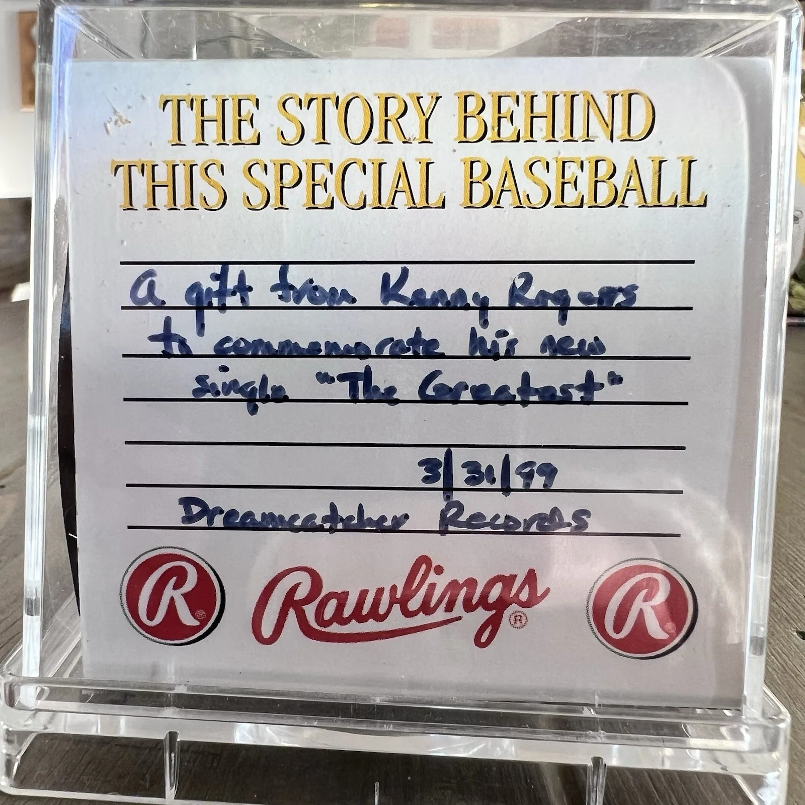 KENNY ROGERS Country Music Artist Autographed Baseball 1999 “The Greatest”, изображение 3