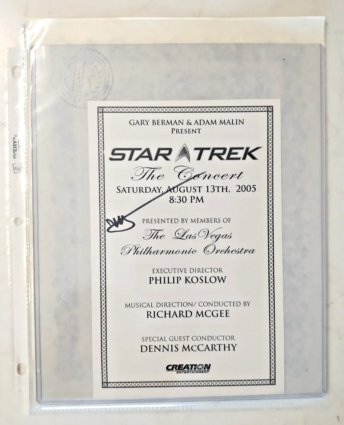 Denis McCarthy — Dennis McCarthy Star Trek Autograped Music Signed Concert Program Convention COA, image 3
