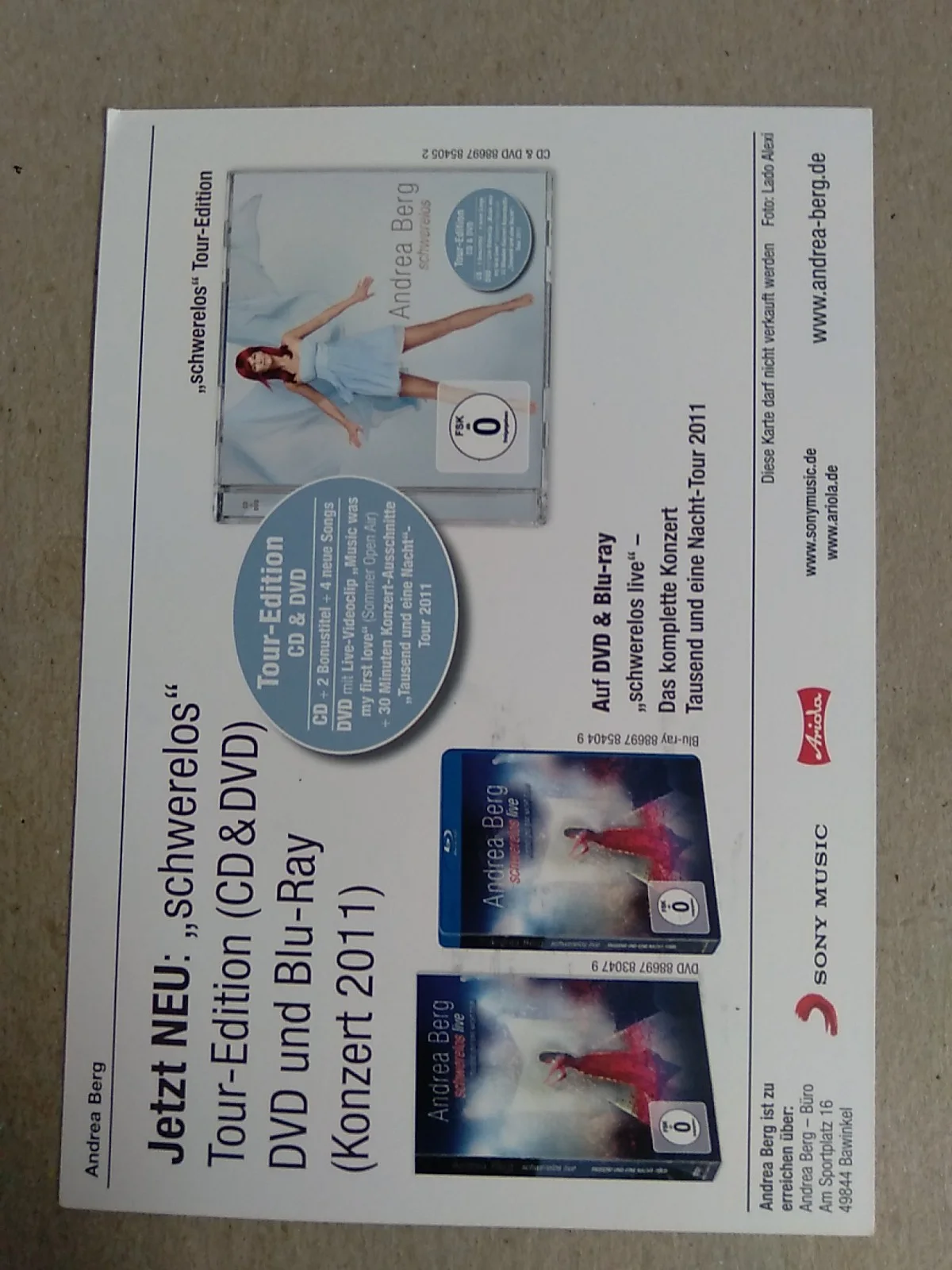Andrea Berg (Andrea Ferber)German Schlager Singer Signed Autograph 6x4 Flyer, image 4