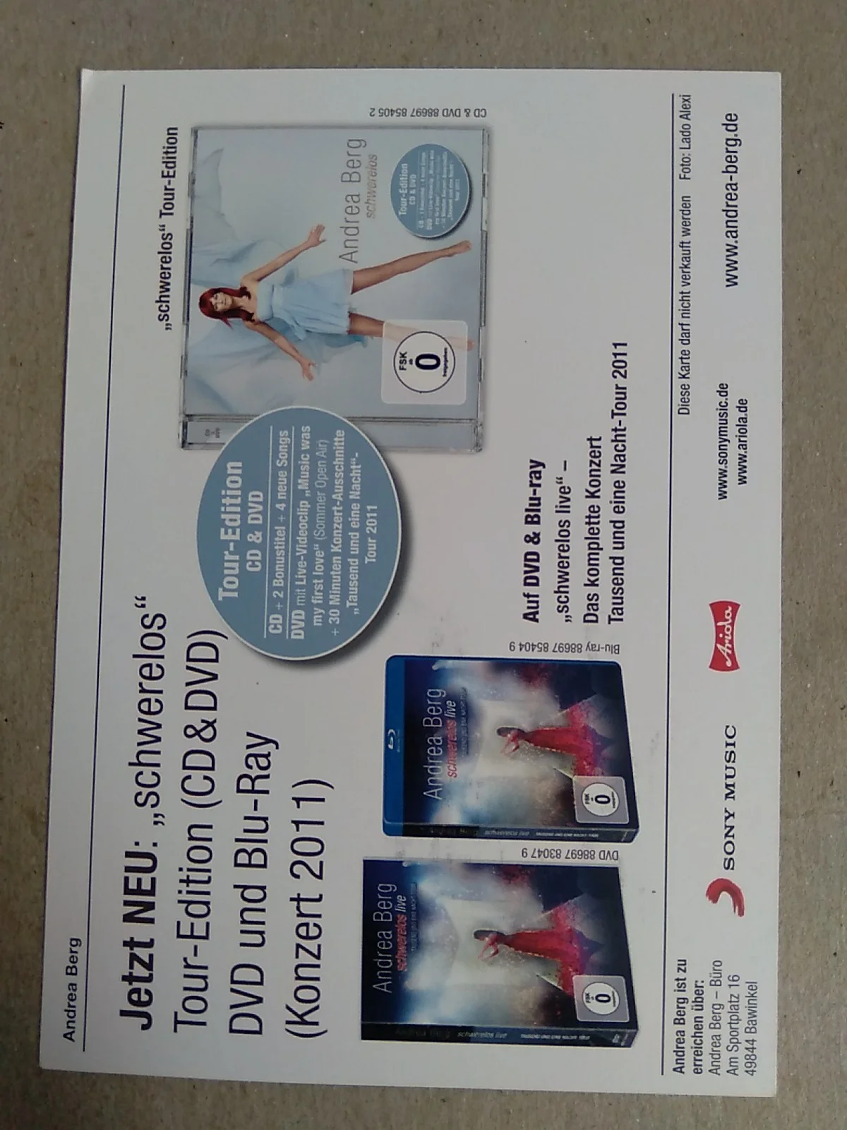 Andrea Berg (Andrea Ferber)German Schlager Singer Signed Autograph 6x4 Flyer, image 5