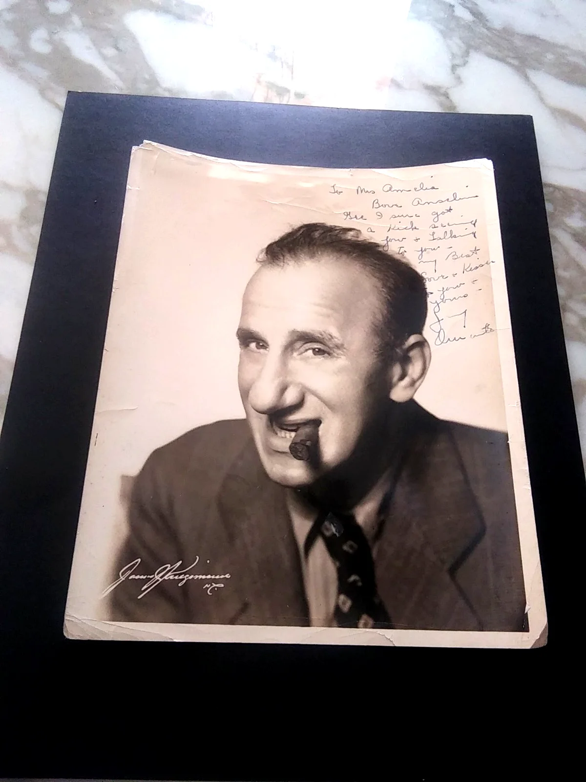 JIMMY DURANTE — Vintage Jimmy Durante HAND Signed Photo 8" x 10", With a Personal message