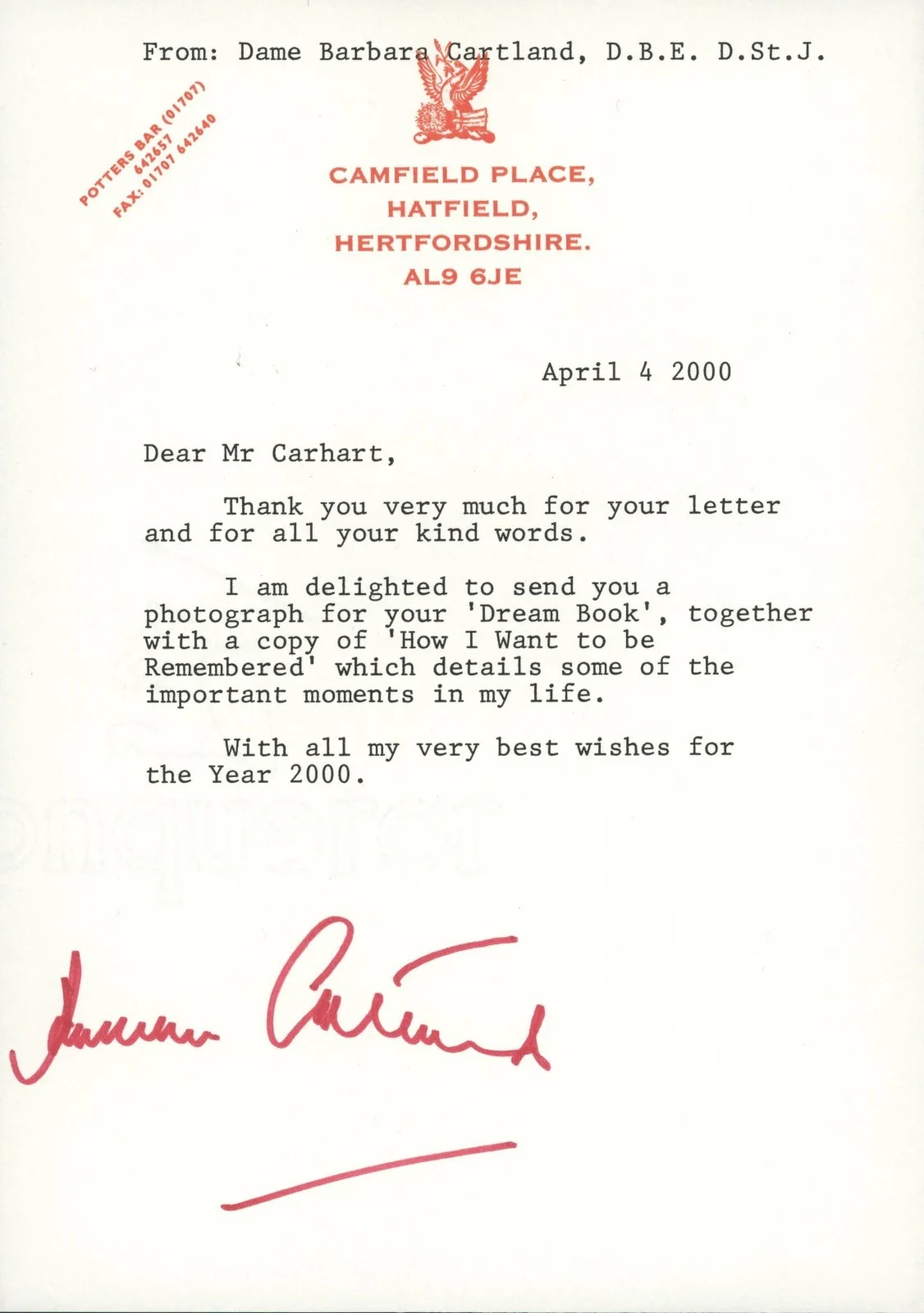 Dame Barbara Cartland Autograph and Ephemera Lot, изображение 4