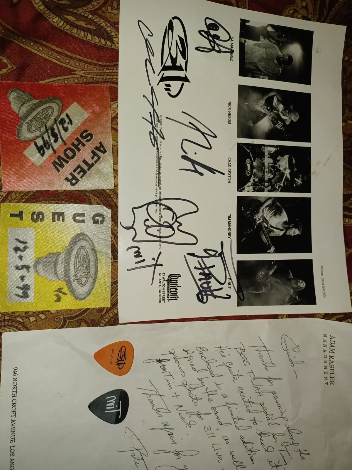 311 Band Autograph REAL Hand SIGNED 8x10 B/W Photo Signed By All 5 W/ LOA, изображение 2