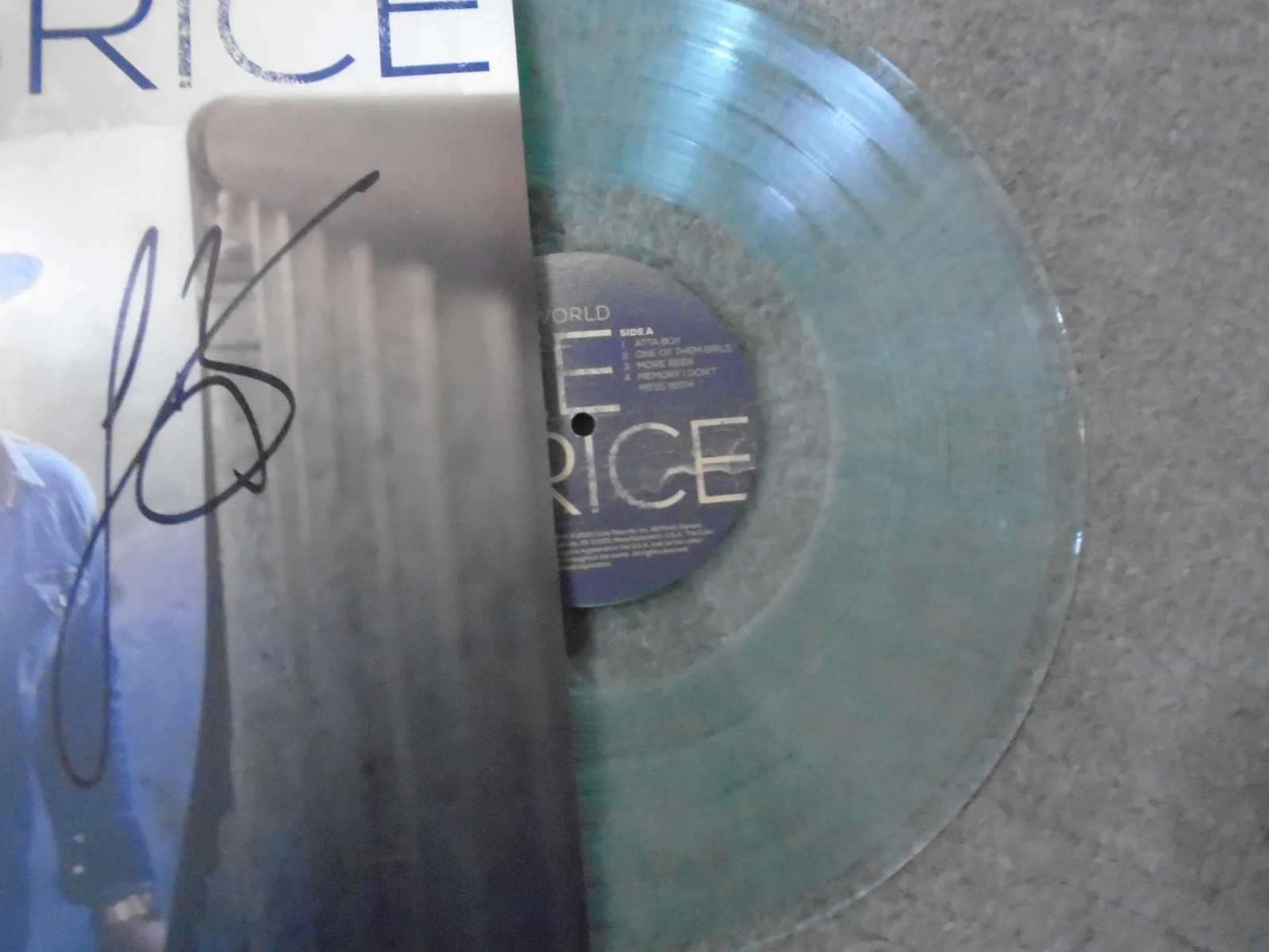 Lee Brice Signed Autograph Album Record LP Green Vinyl Hey World, image 2