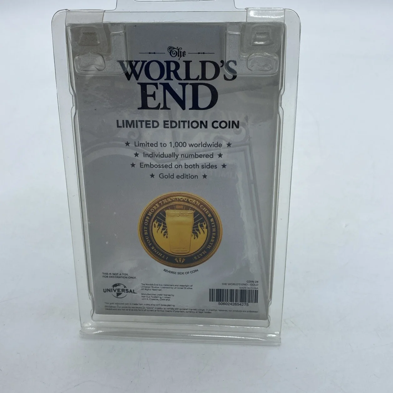NEW The Worlds End Limited Edition Gold Tone Coin By Universal, image 3