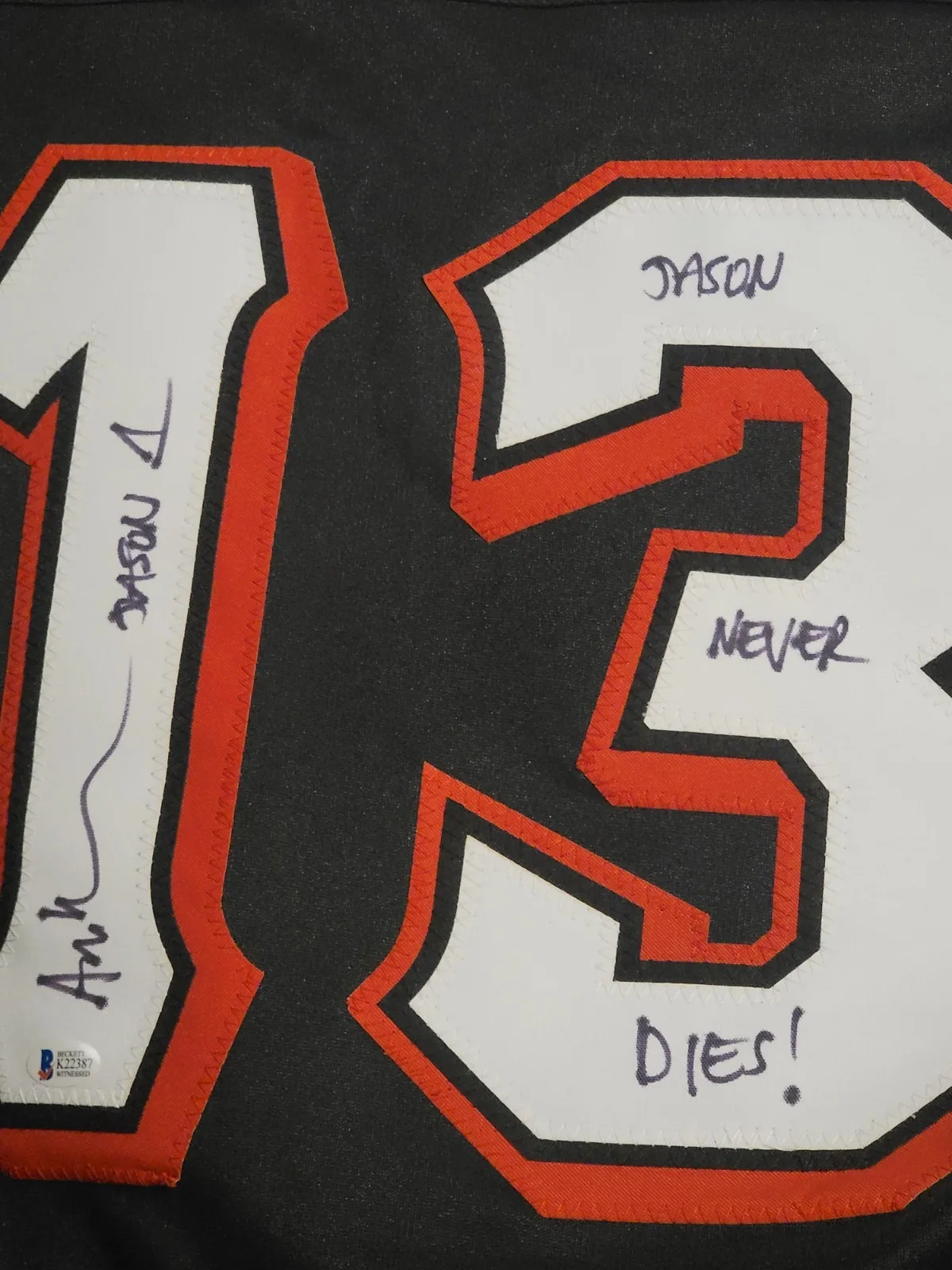 Ari — ari lehman signed jason voorhees jersey friday the 13th beckett, image 2