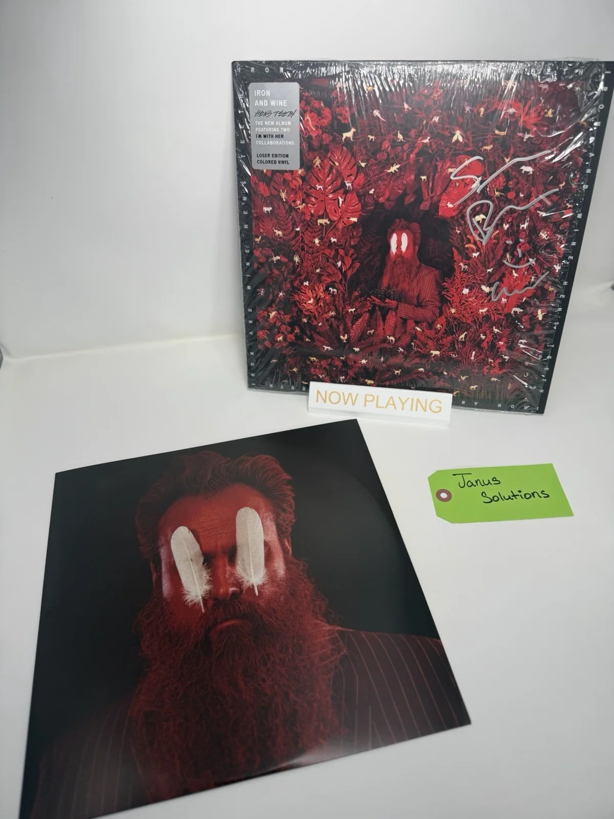 Iron and Wine Hen’s Teeth AUTOGRAPHED Vinyl White Marble LP 2026 SIGNED Sam Beam, изображение 3