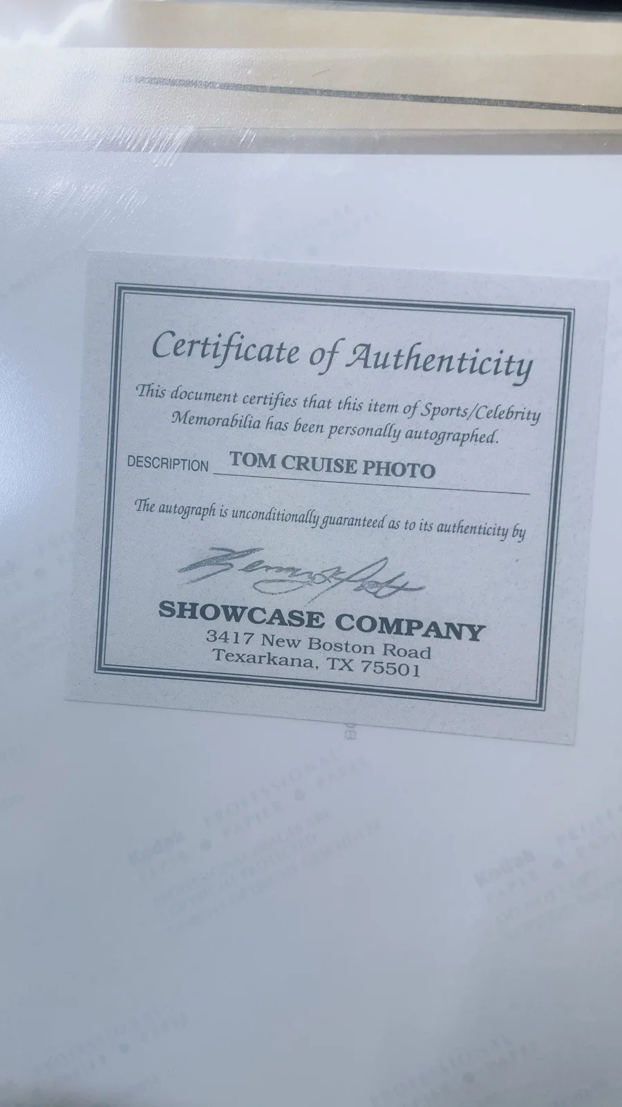 Tom Cruise Hot Icon autographed photo coa, image 2