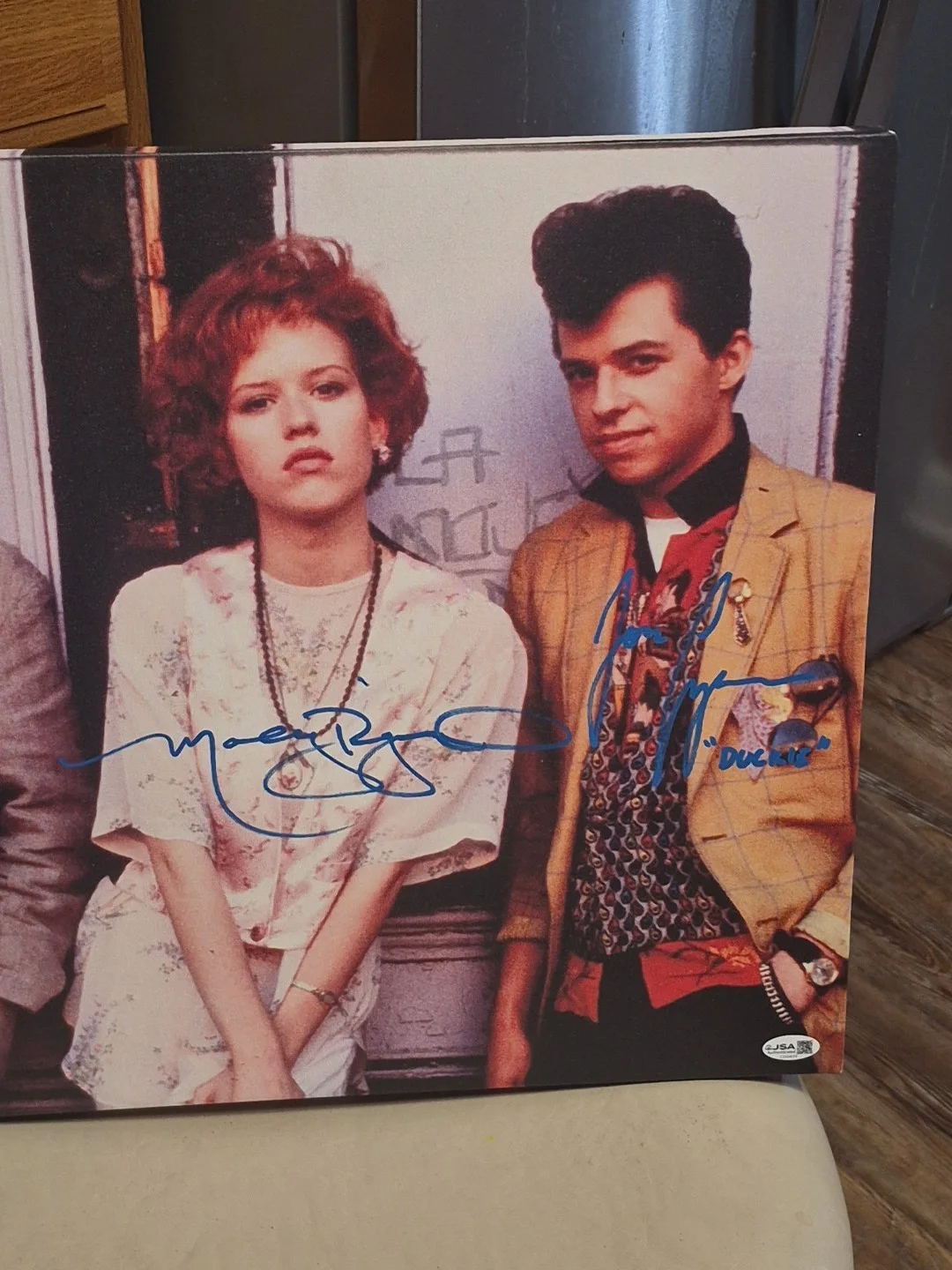 Molly Ringwald, Jon Cryer, Andrew McCarthy — Molly Ringwald Jon Cryer Pretty In Pink Movie signed 16x20 Canvas JSA CI00439, image 2