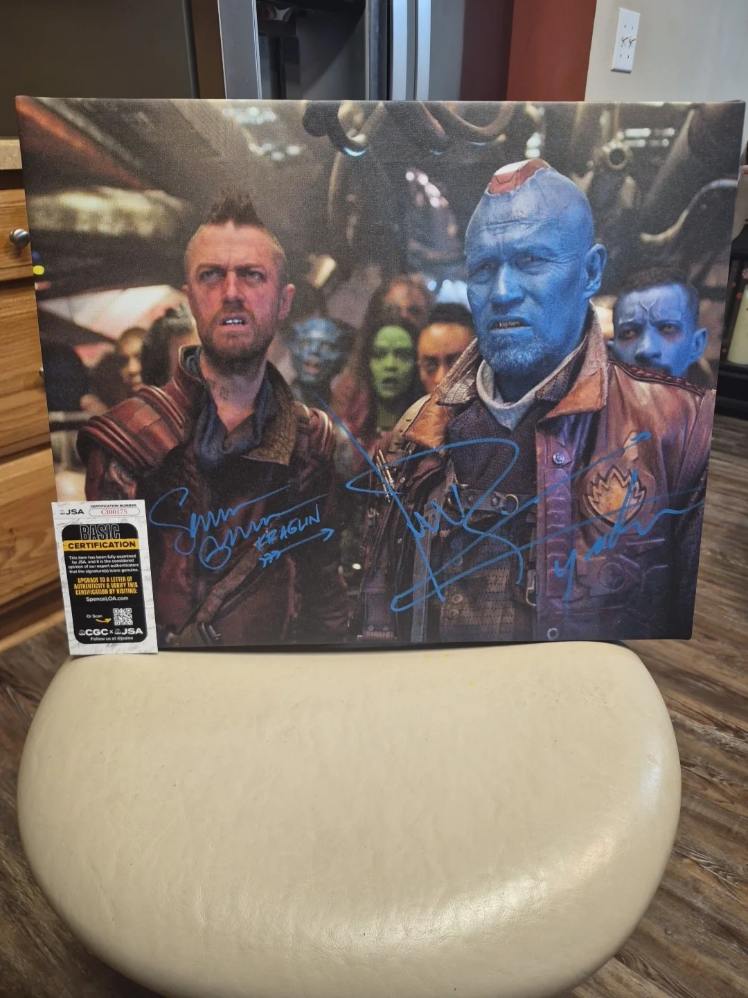 Michael Rooker and Sean Gunn — Michael Rooker Sean Gunn Guardians Of The GALAXY signed 16x20 Canvas JSA CI00175