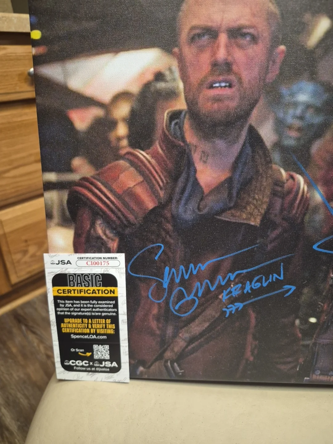 Michael Rooker, Sean Gunn — Michael Rooker Sean Gunn Guardians Of The GALAXY signed 16x20 Canvas JSA CI00175, изображение 3