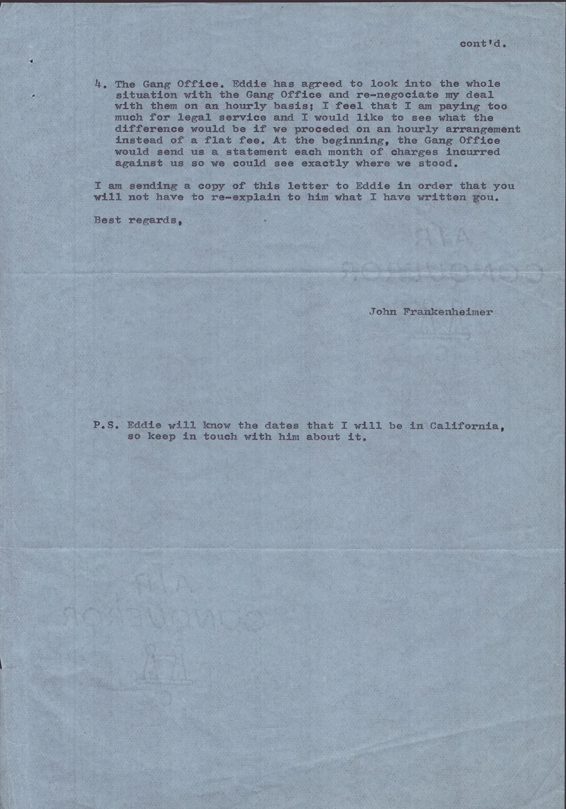 John Frankenheimer — JOHN FRANKENHEIMER - TYPED LETTER SIGNED 05/17/1971, image 4
