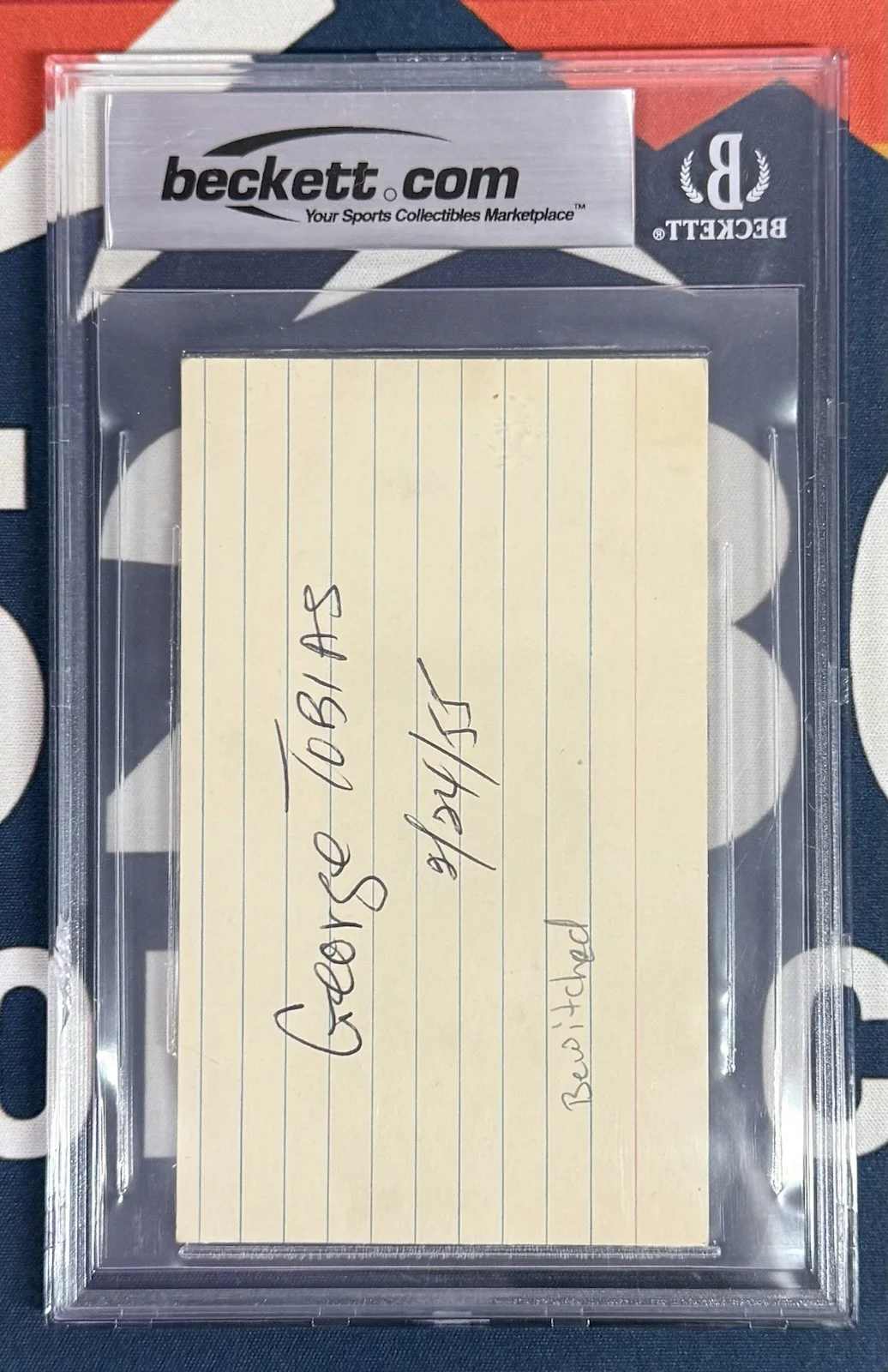 George Tobias Signed “1955” Index Card Beckett Authenticated, изображение 2