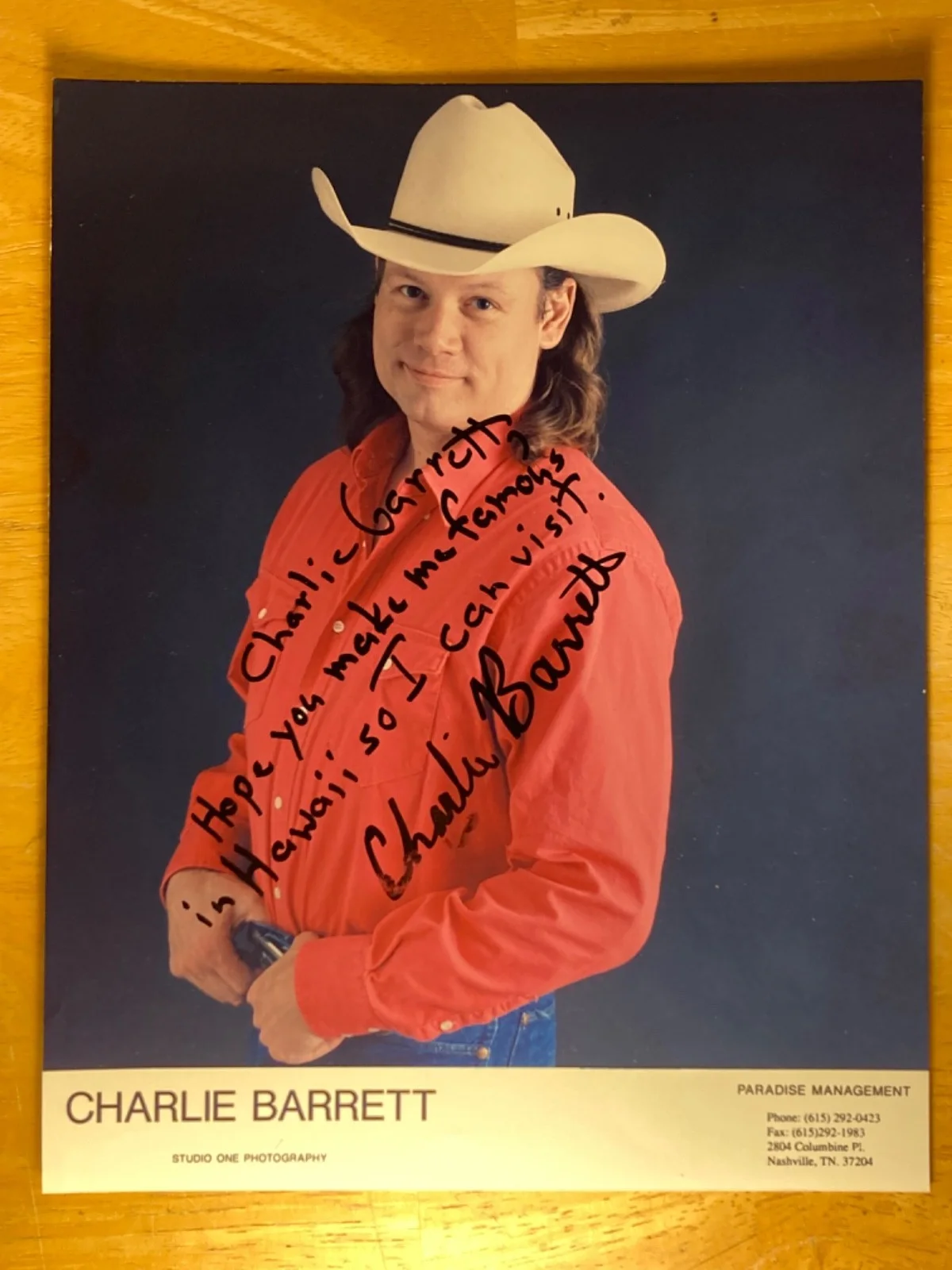 Hand SIGNED Charlie Barrett 8x10 Agency Press Photo - Country/Folk, изображение 2