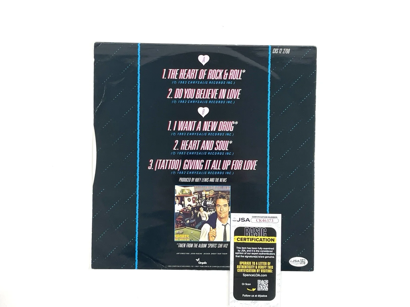 Huey Lewis and the News Autographed Power of Love 12” Vinyl UK Import Record, изображение 3